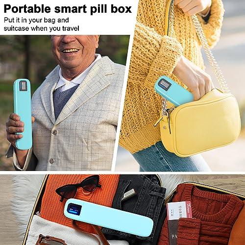 Odaro Odaro Electronic Pill Dispenser Medication Alarm - Weekly Travel Pill Case, 7 Day Pill Holder with APP, Once a Day Portable Pill Box Reminder for Elderly(Green)