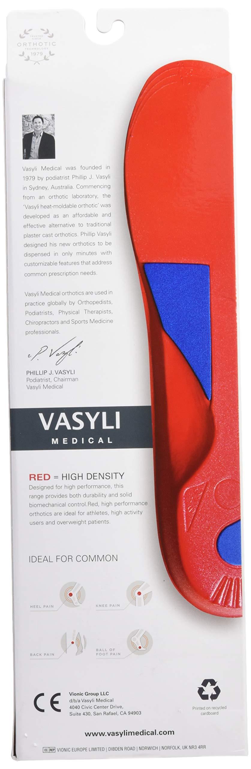 Vasyli Vasyli Custom Full Length Insoles, Red, X-Large, Heel Grid Reduces Slippage, Firm Density, Biomechanical Control, Fast & Effective Pain Relief, Treats Pronation, Built-in Rearfoot Varus Angle -41