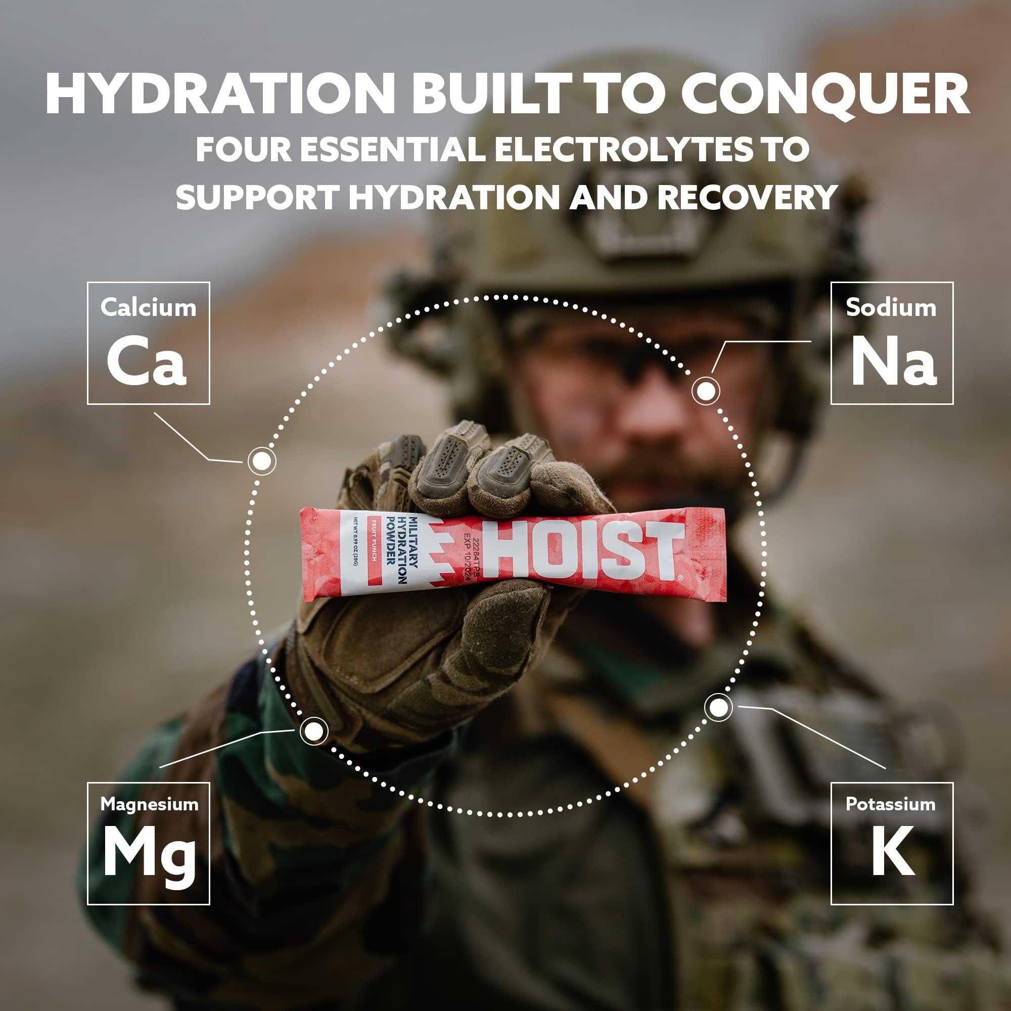 HOIST HOIST Premium Military Hydration Powder - Electrolyte Drink Mix - Powder Stick Pack, Fruit Punch (12 Sticks Per Pack)