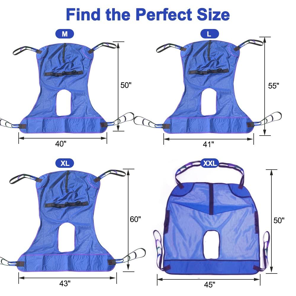 JGKwong JGKwong Universal Full Body Mesh Lift Sling with Commode Opening,Polyester Slings for Patient Lifts -Compatible with Hoyer, Invacare, McKesson, Drive, Lumex, Medline, Joerns (2X-Large)