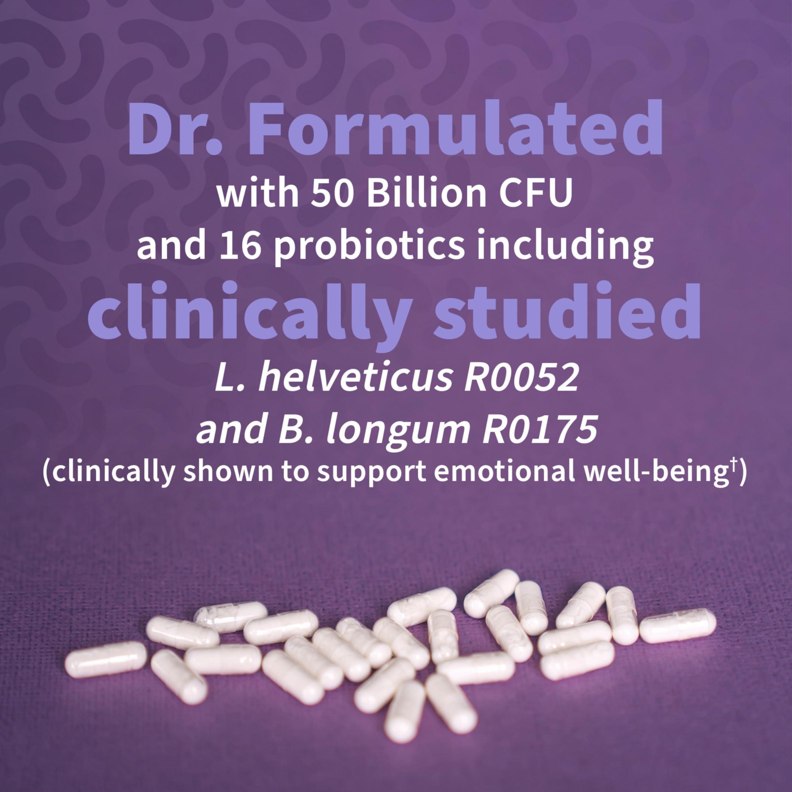 Garden of Life Garden of Life Probiotics Mood+ Dr Formulated Acidophilus Probiotic Supplement - Promotes Emotional Well-Being, Relaxation and Digestive Balance - Ashwagandha for Stress Management, 60 Veggie Caps