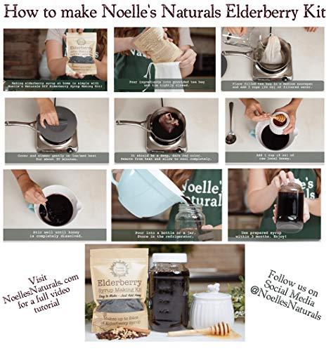 Noelle's Naturals Organic Elderberry Syrup Kit - Makes 24oz of Syrup - Includes Free Brew Bag - DIY - Natural Immune Support - Organic Elderberries - Ginger - Cloves - Cinnamon Sticks - Organic Spices