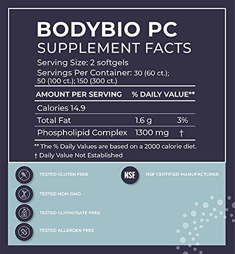 BodyBio BodyBio Phosphatidylcholine 60 Softgels - Nootropic Booster for Brain Health - Mental Clarity for Focus and Memory - Neuroprotection for Healthy Aging