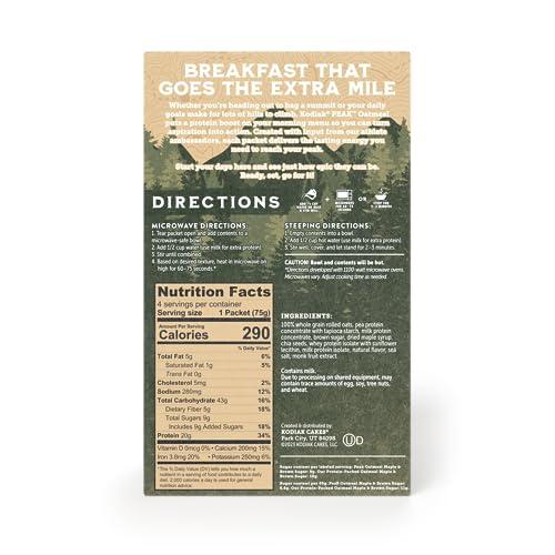 Kodiak Cakes Kodiak Cakes Peak Instant Oatmeal Packets, Maple Brown Sugar, High Protein,100% Whole Grains, 6 box with 4 packets each (Total of 24 packets)