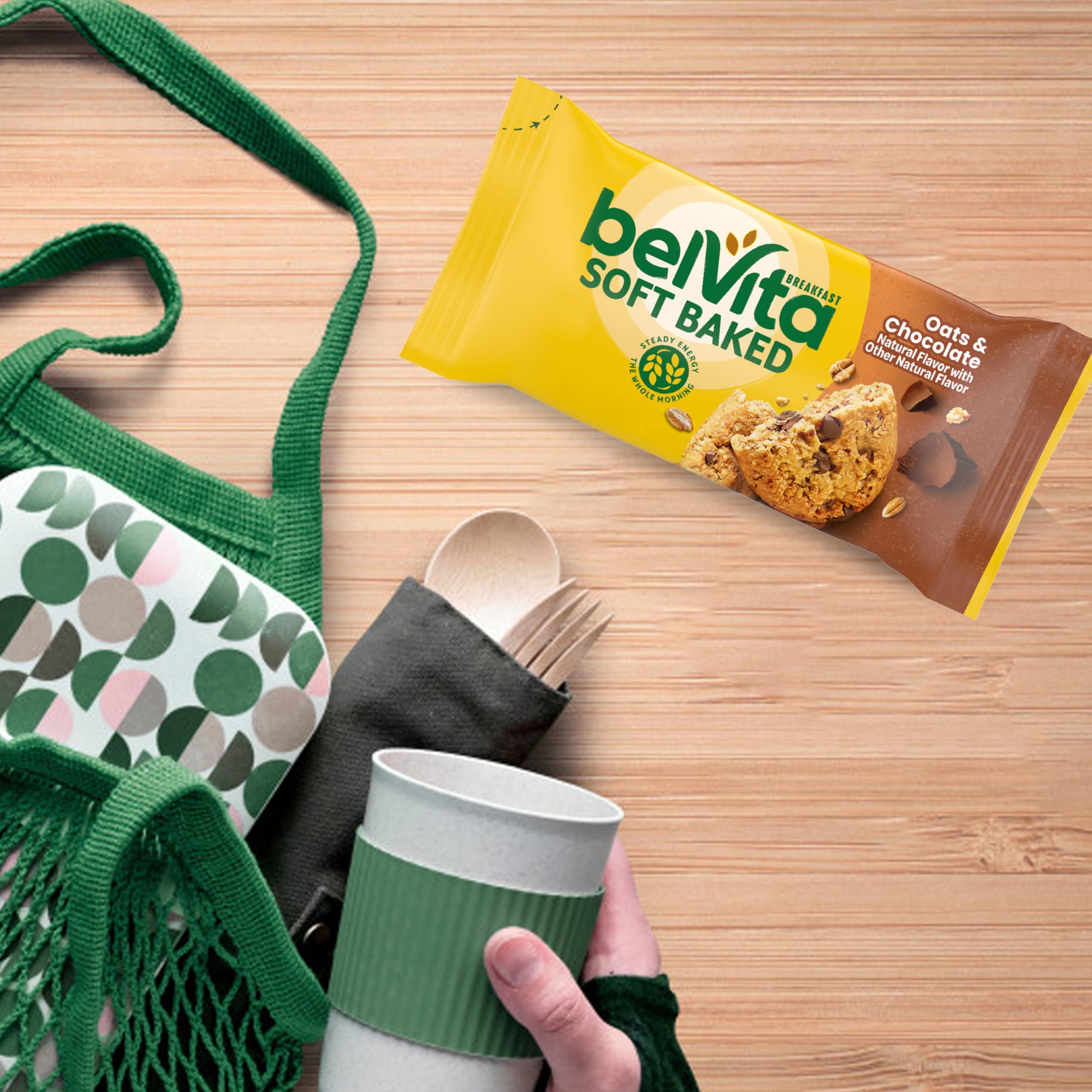 Belvita belVita Soft Baked Oats & Chocolate Breakfast Biscuits, Chewy Breakfast Bars, 6 Boxes of 5 Packs (1 Biscuit Per Pack)
