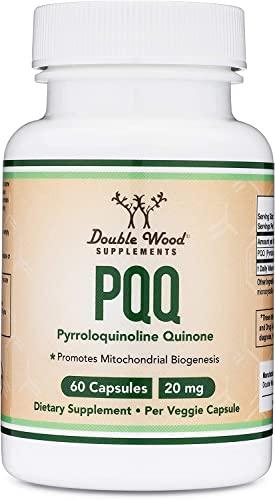 Double Wood Supplements PQQ Supplement - 20mg, 60 Capsules (Pyrroloquinoline Quinone) Promotes Mitochondria ATP Coenzyme Levels, Energy Optimizer and Sleep Support (Non-GMO, Gluten Free, Vegan Safe) by Double Wood