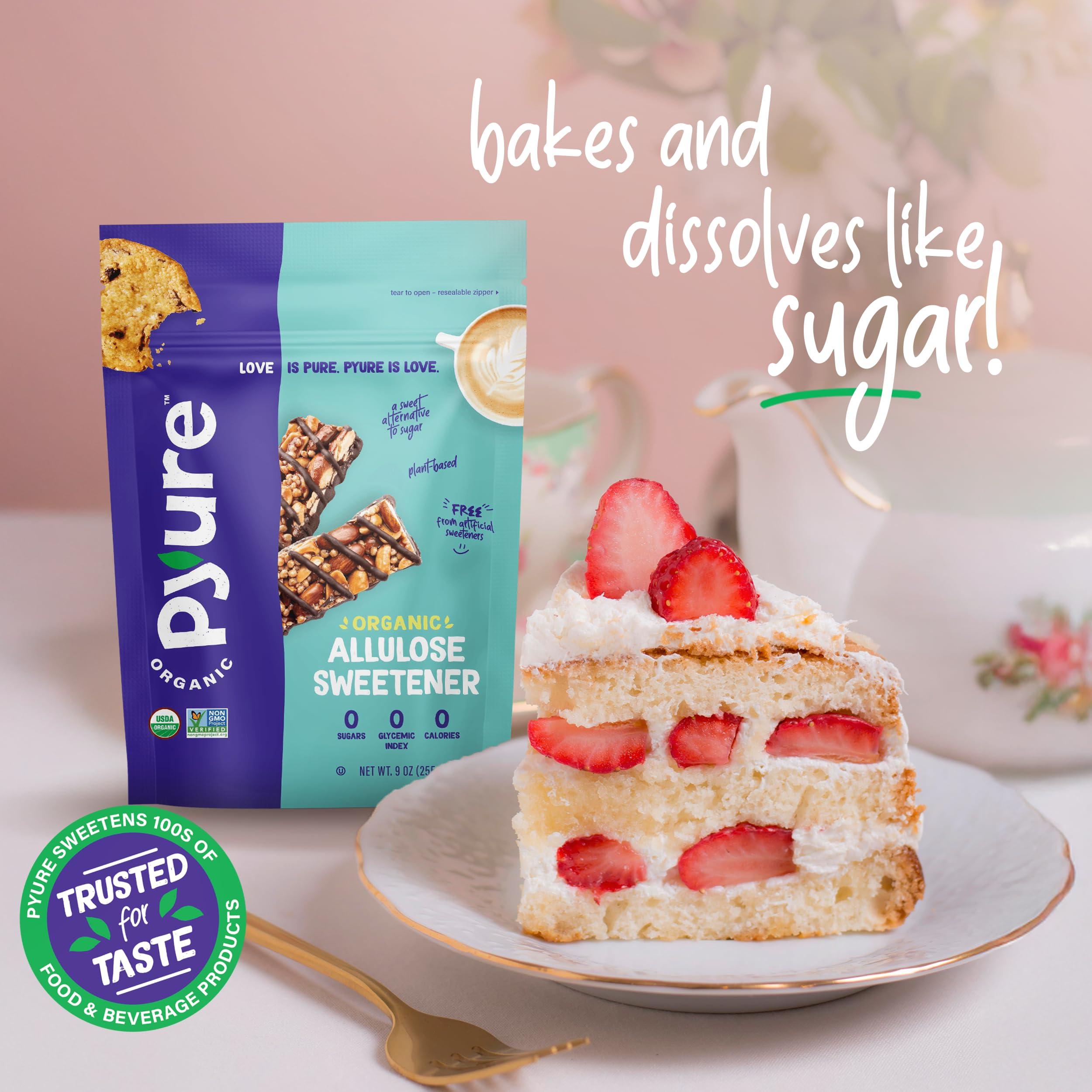 Pyure Pyure Organic Allulose Sweetener | Zero Carb, Zero Sugar, Zero Calorie | 0 Glycemic Index, No Erythritol, Gluten Free & Vegan Keto Sweetener | Plant Based Sweetener for Keto Friendly Food | 9 oz