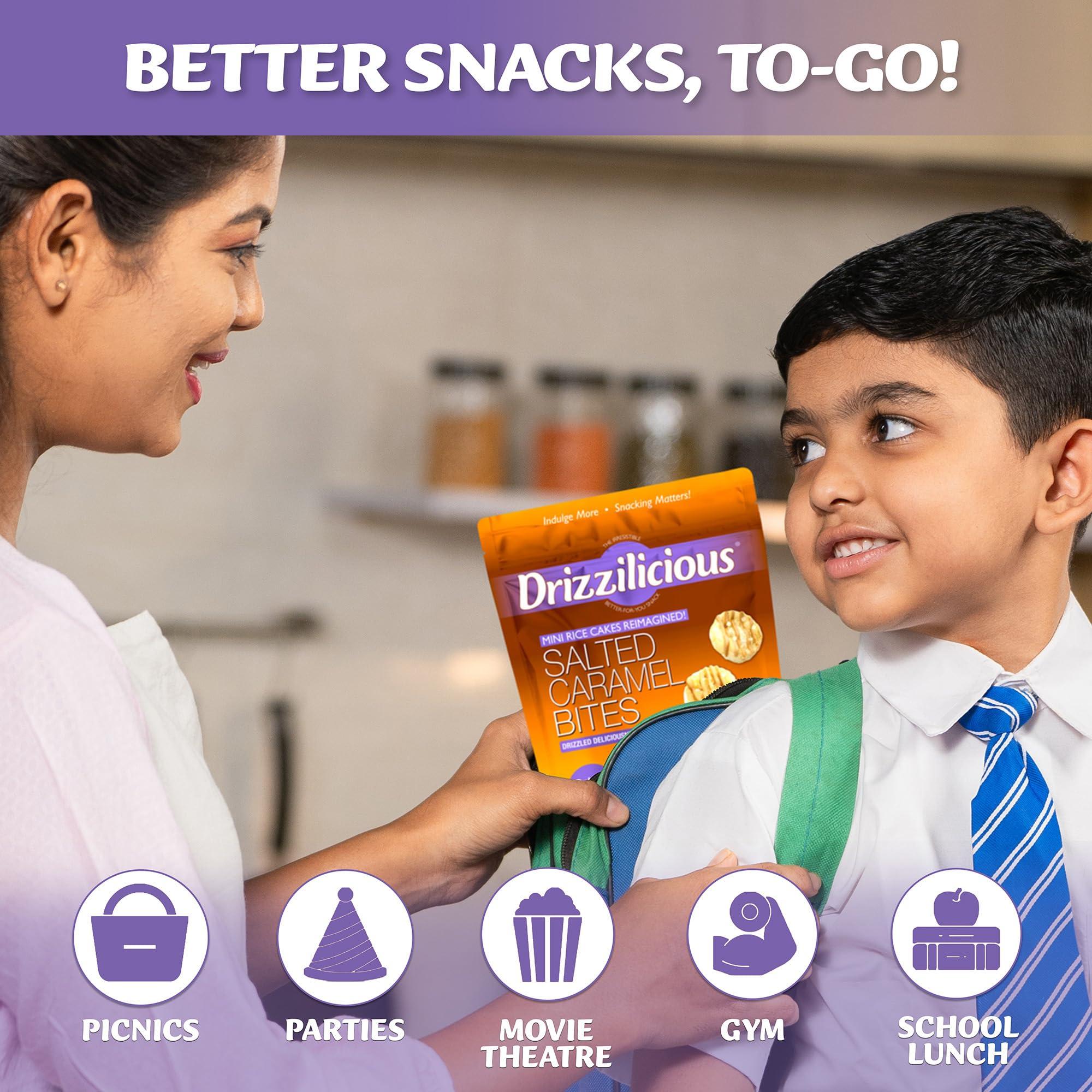 Drizzilicious Drizzilicious Mini Rice Cakes Salted Caramel - Rice Crisps, Healthy Snack for Adults & Kids, Flavored Rice Cakes, Vegan, Gluten Free, Allergen Free, 90 Calories Per Serving - 4 oz (Pack of 2)