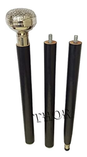 THOR INSTRUMENTS Bat Masterson Cane Replica| Pewter Brass Handle Unisex Derby Cane |Decorative Defense Victorian Walking Sticks for Men | Lightweight Classic Walking Stick