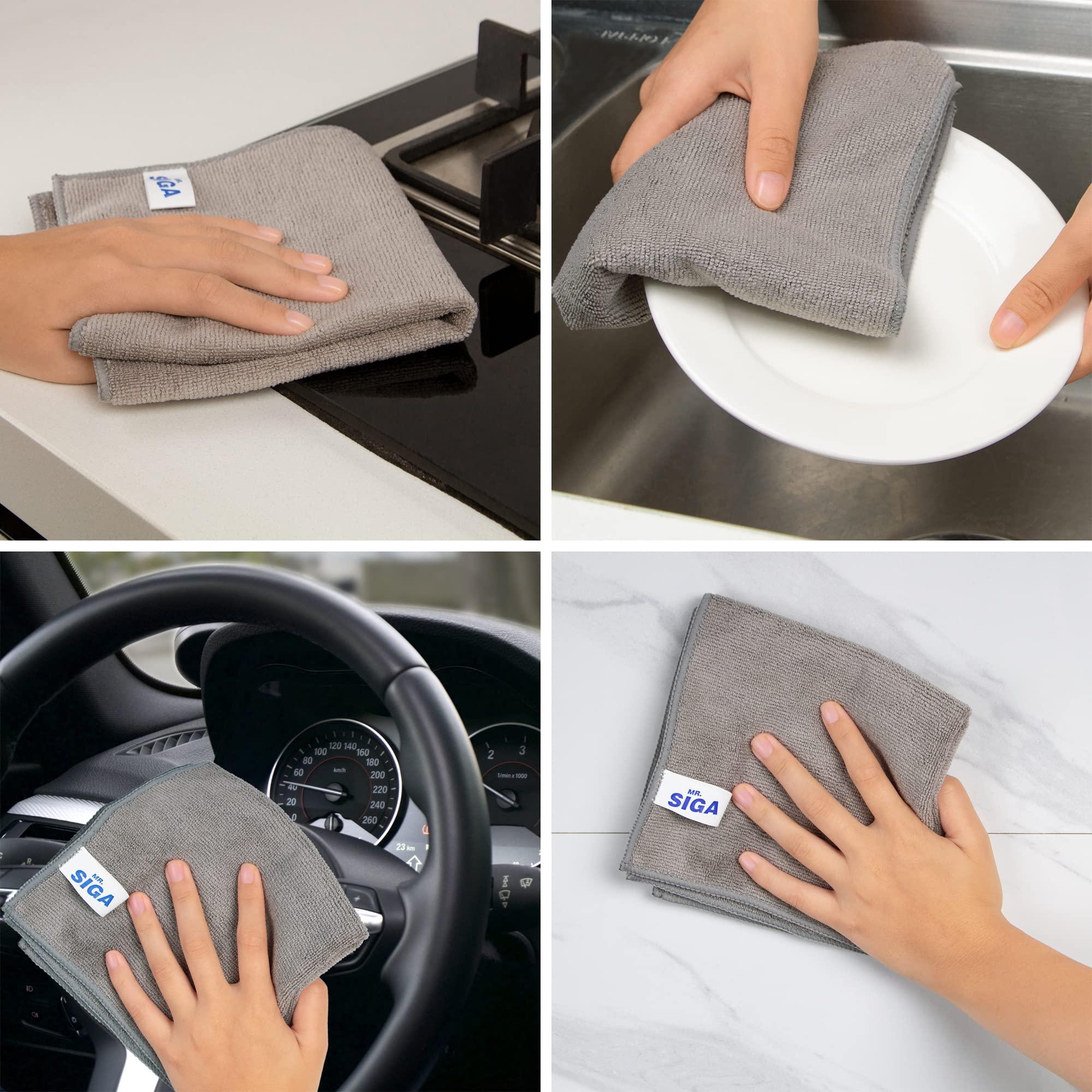 MR.SIGA MR.SIGA Microfiber Cleaning Cloth, All-Purpose Microfiber Towels, Streak Free Cleaning Rags, Pack of 12, Grey, Size 32 x 32 cm(12.6 x 12.6 inch)