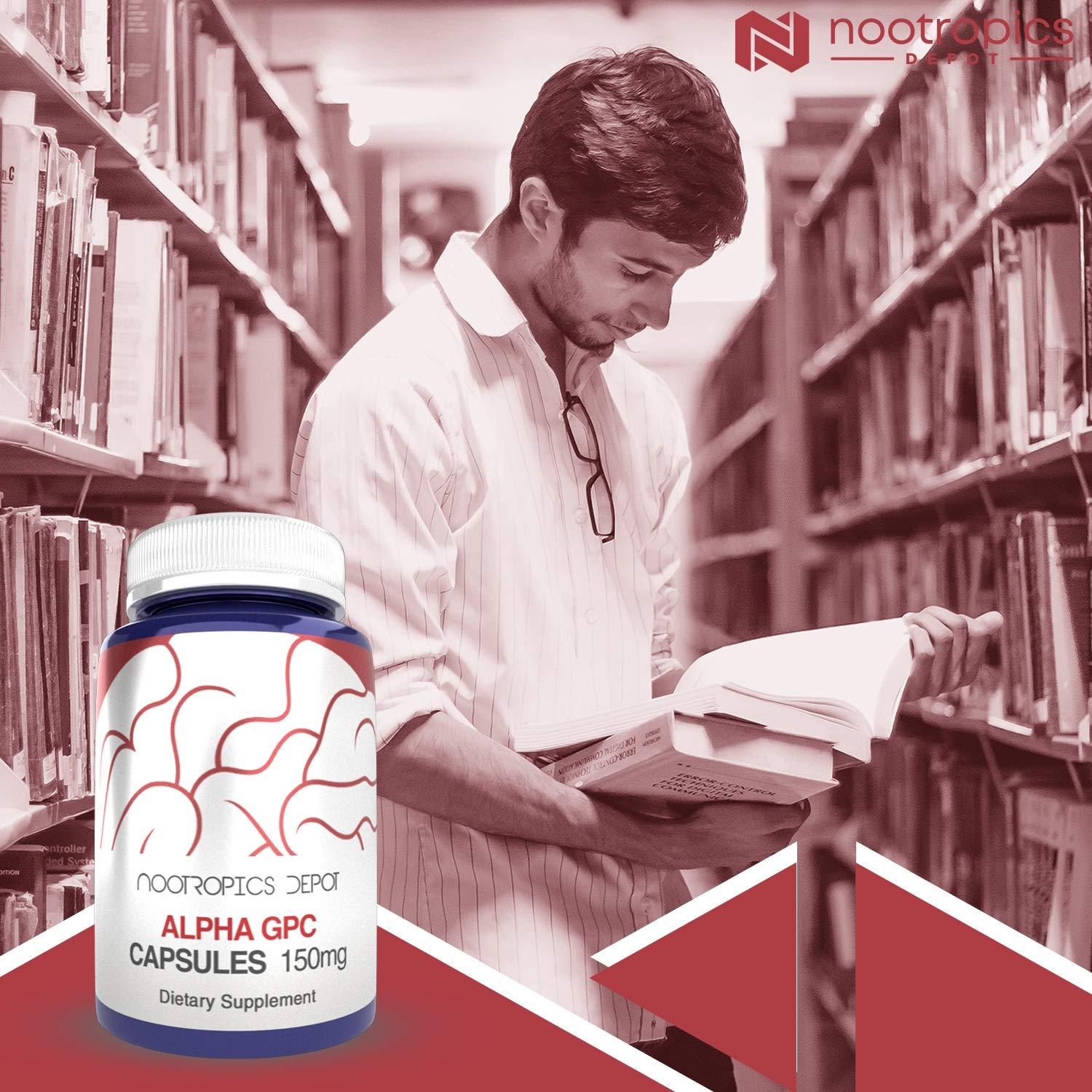 Nootropics Depot Nootropics Depot Alpha GPC Capsules | 150mg | 60 Count | Choline Supplement | Brain Health Supplement | Supports Healthy Brain Function | Enhance Cognition, Memory + Focus