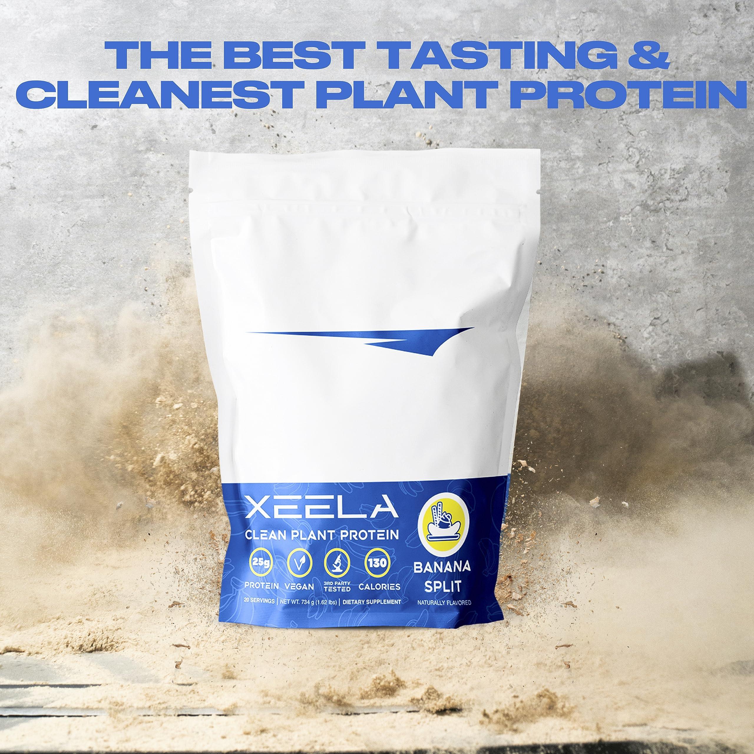 XEELA XEELA Plant Based Vegan Protein Powder - Independently Tested - 25g High Protein, Pea Protein for Men & Women - Vitamins & Minerals, Non GMO, Dairy & Gluten Free, LowCarb & LowFat (Banana Split)
