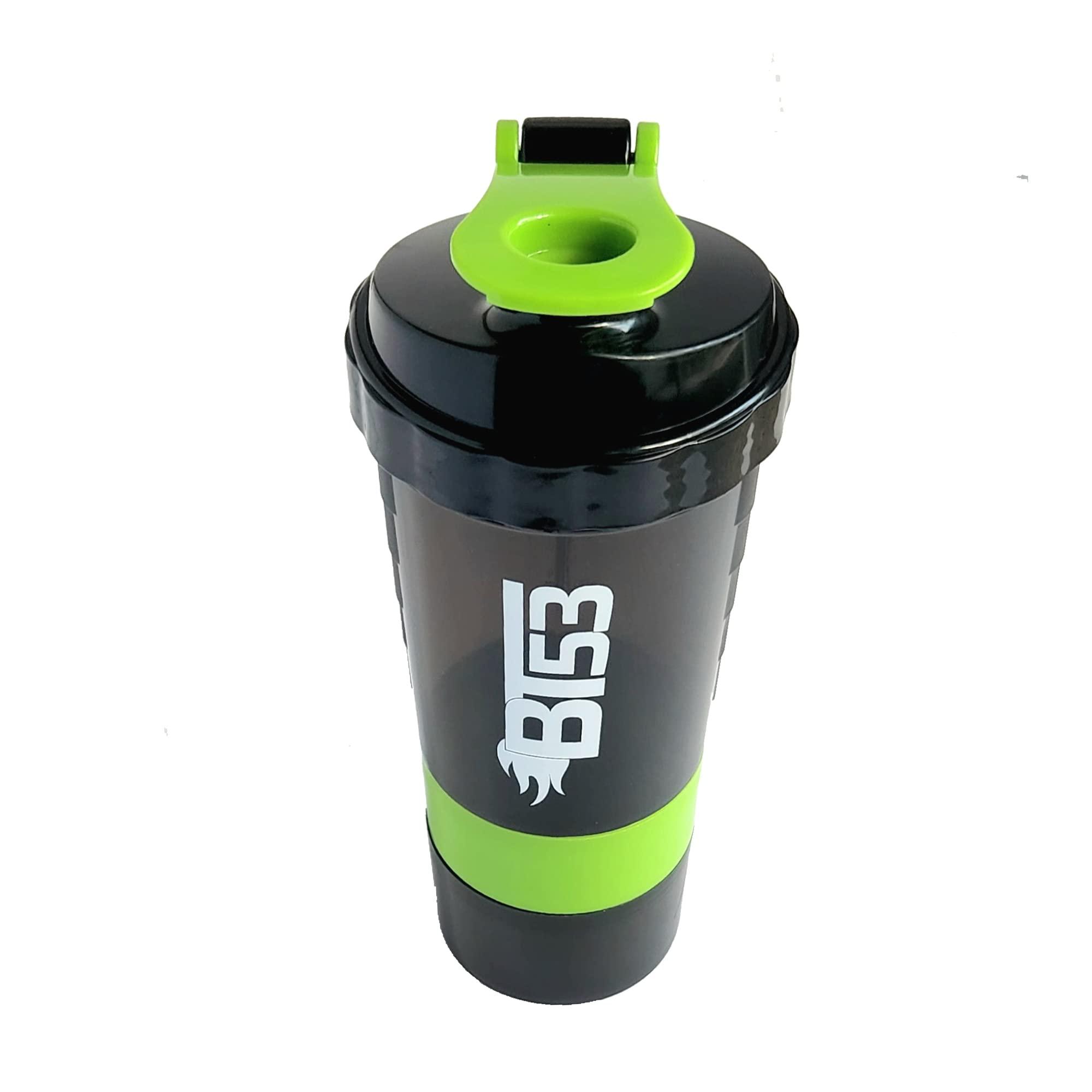 Generic BT53 Protein Blender Shaker Bottle, Protein Blender Beast, Fitness Gym Shaker Bottle with Protein Powder Storage and Pill Organizer, 500ML (Purple)