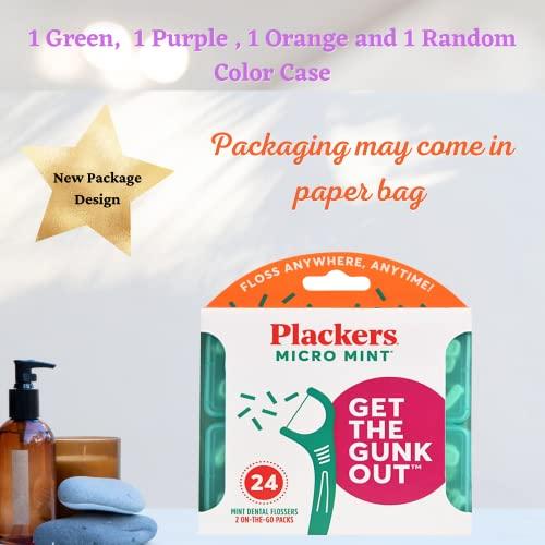 Plackers Plackers Micro 12 Count Flosser with Travel Case, Mint, 4-Pack