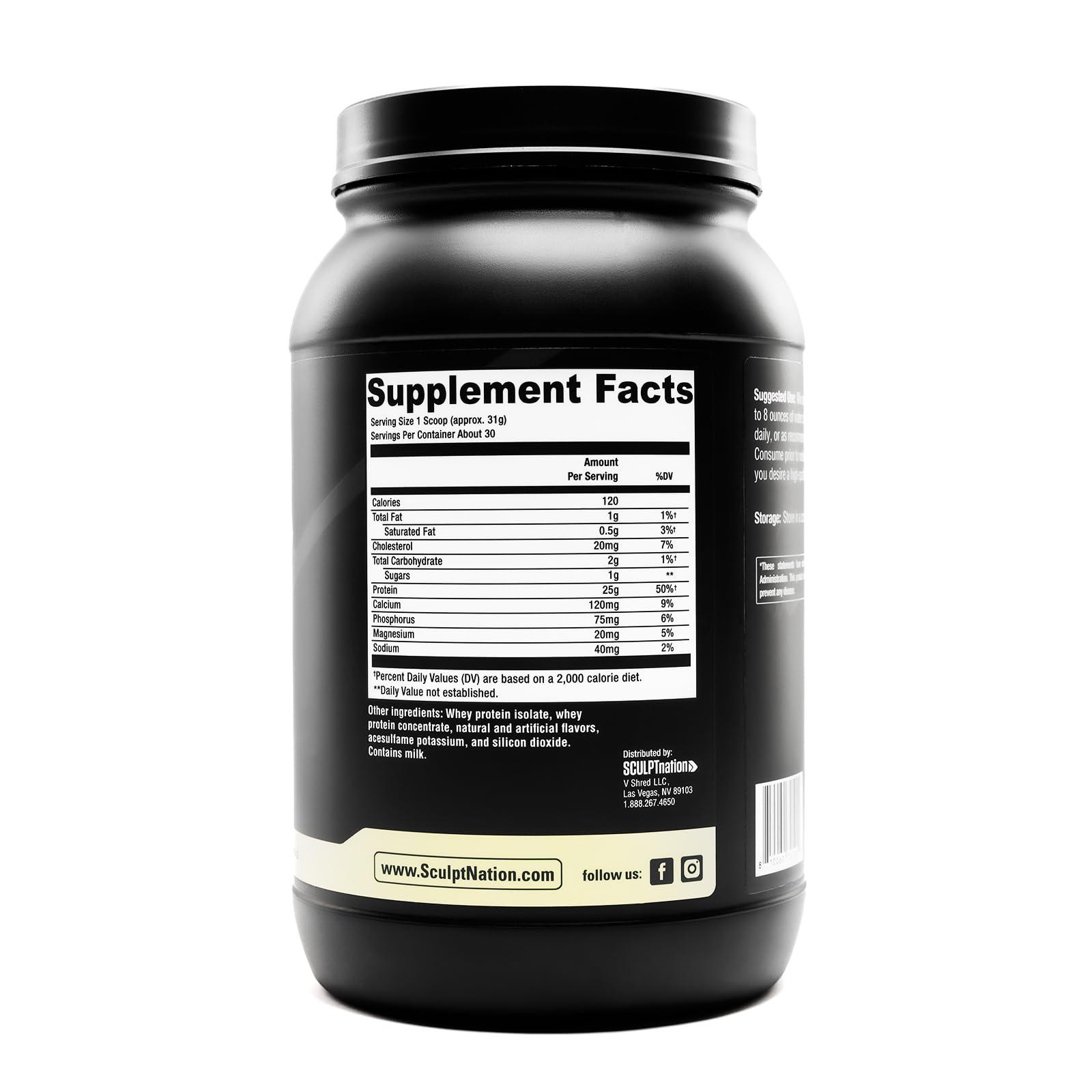 Sculpt Nation Sculpt Nation by V Shred Protein Powder (Vanilla) - Premium Whey Protein Powder Vanilla and BCAAs to Support Muscle Building and Recovery - 30 Servings