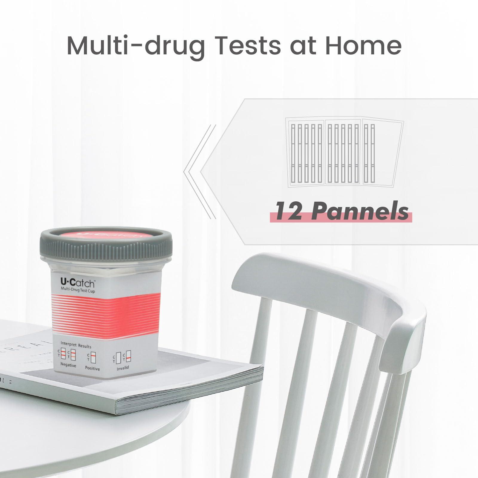 U Catch [5 Pack] Multidrug Test Cup Kit: 12 Panel Urine Test Cup Rapid Test at Home -The Largest DOA Cup