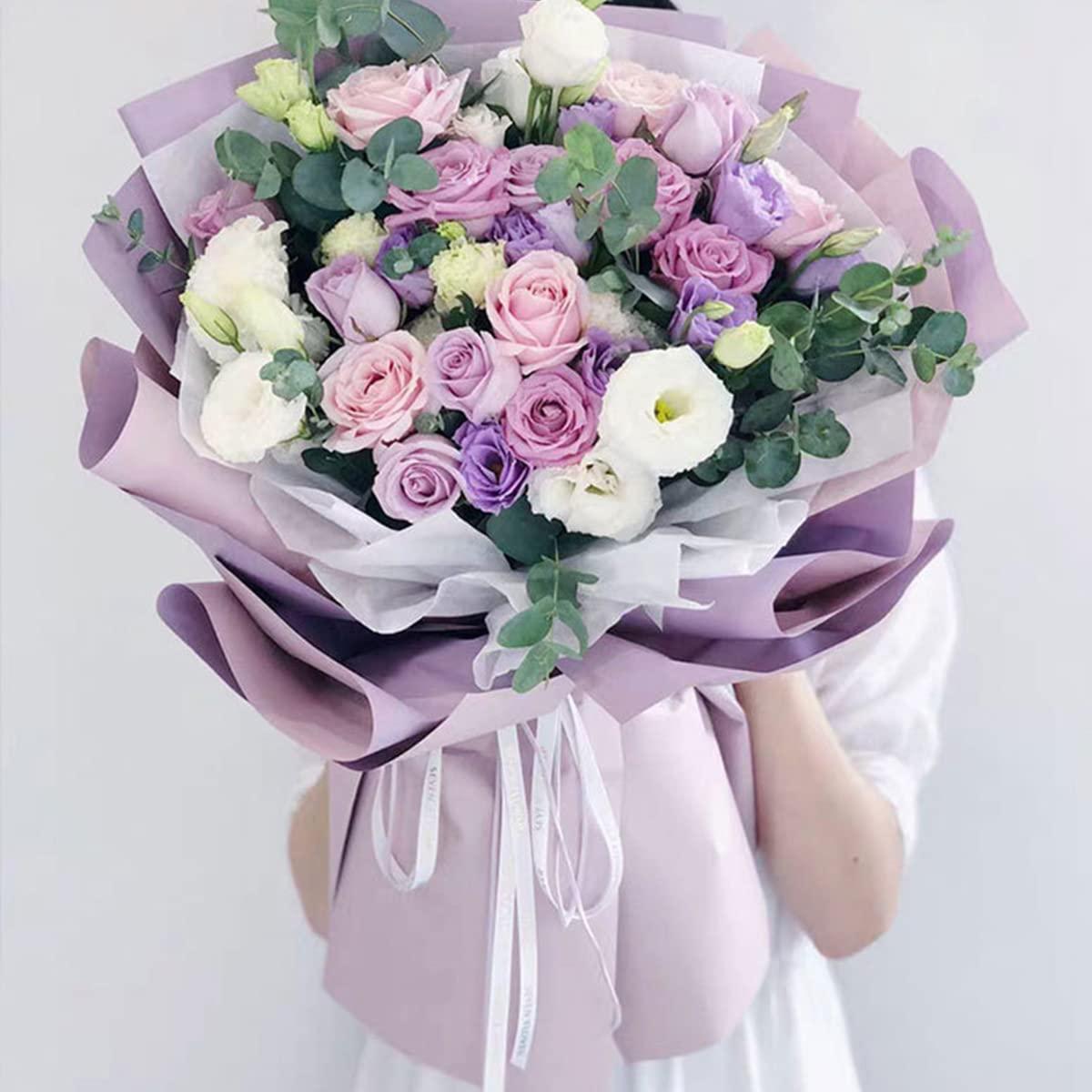 Generic Korean Wrapping Paper,Floral Wrapping Paper,Bouquet Wrapping Paper,Solid Color Waterproof Flower Wrapping Paper Roll,22.8in x 32.8ft,Black