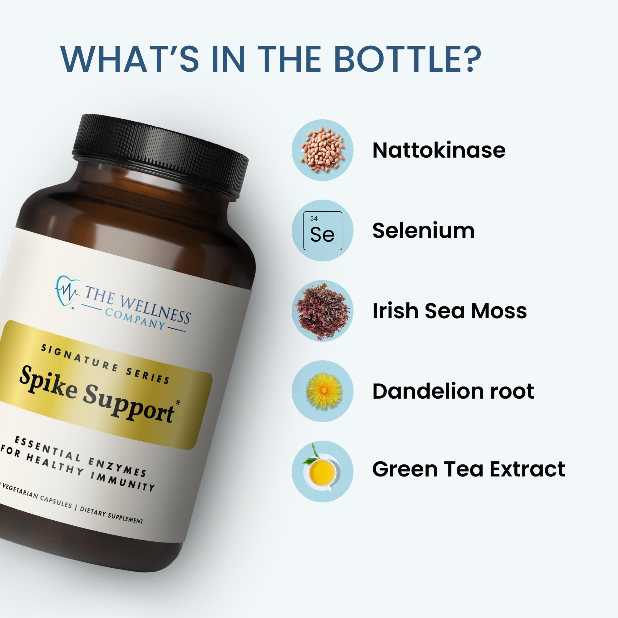 The Wellness Company The Wellness Company Spike Support | 60 ct (1 Month Supply) | with Nattokinase, A Proteolytic Enzyme for Fibrinolytic (Anti-Clotting) | Non-GMO, Vegan, Gluten Free | for Year-Round Immune Support