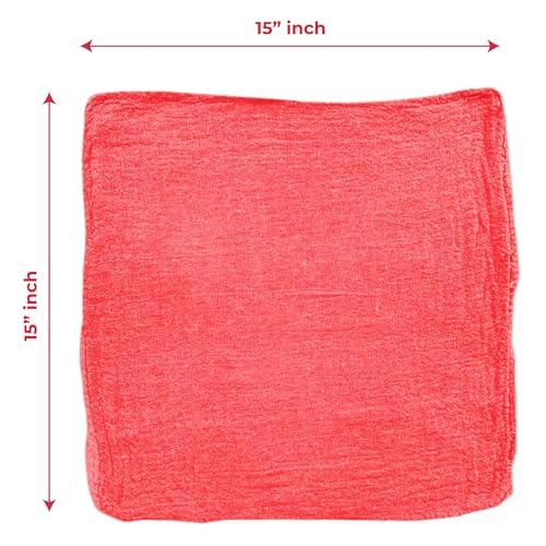 generic Ocean Towels Cotton Red Shop Towels Pack of 50 Rags Durable Quality Cleaning Cloths - Shop Rags Reusable Cleaning 100% Cotton Size 15x15 Highly Absorbent - use for Shop, Home, Auto & Garage
