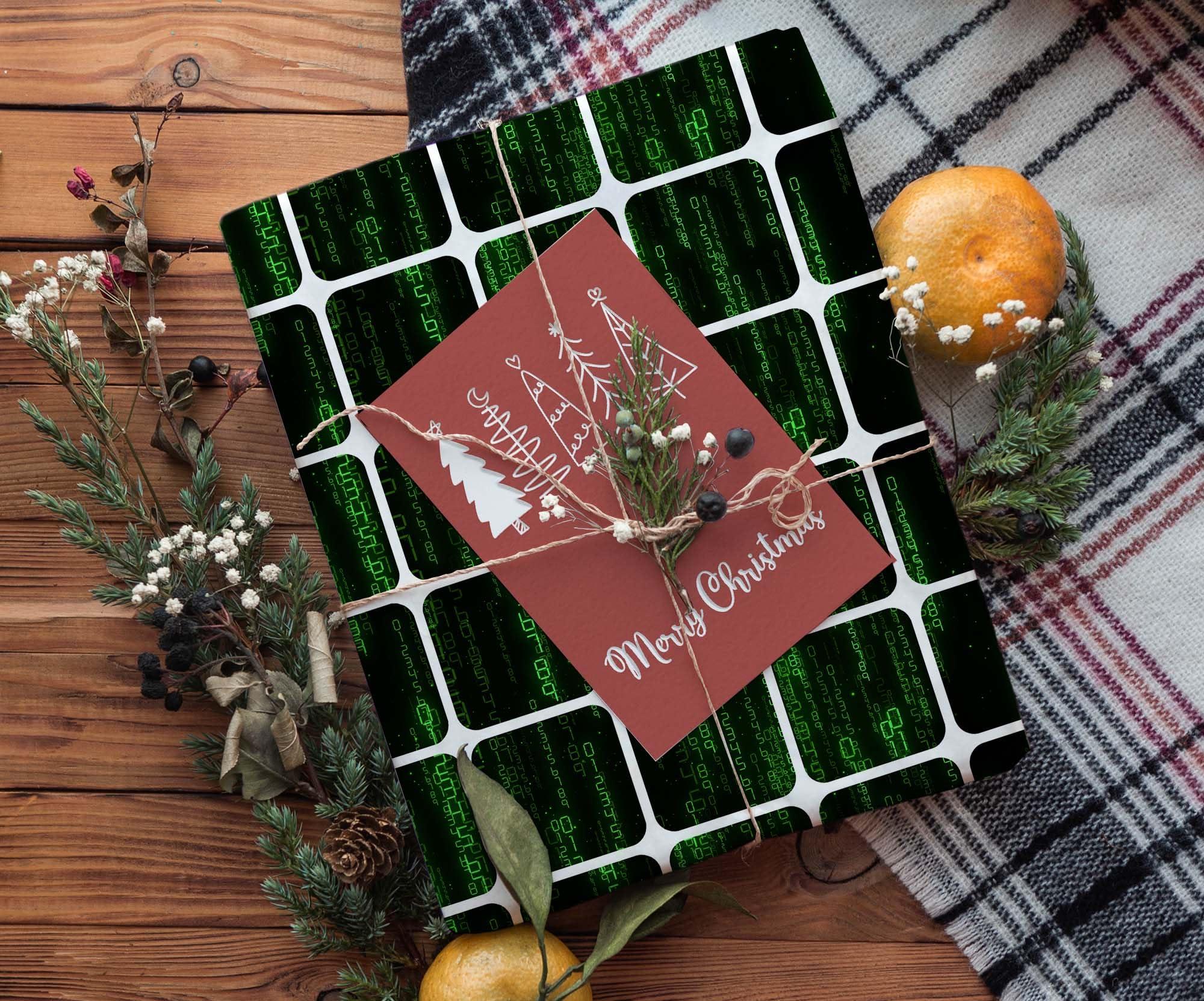 Generic Computer Binary Code Premium Wrapping Paper Roll Gift Wrap Sheet for Christmas Presents Birthday Party Decorations (12 foot x 30 inch roll)