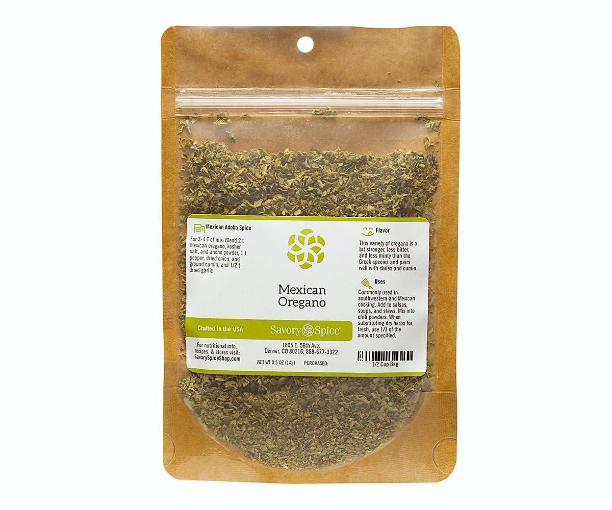Savory Spice Shop Savory Spice Mexican Oregano - Dried Whole Leaves for Mexican & Latin-American Cooking (1/2 Cup Bag - Net: 0.85 oz)