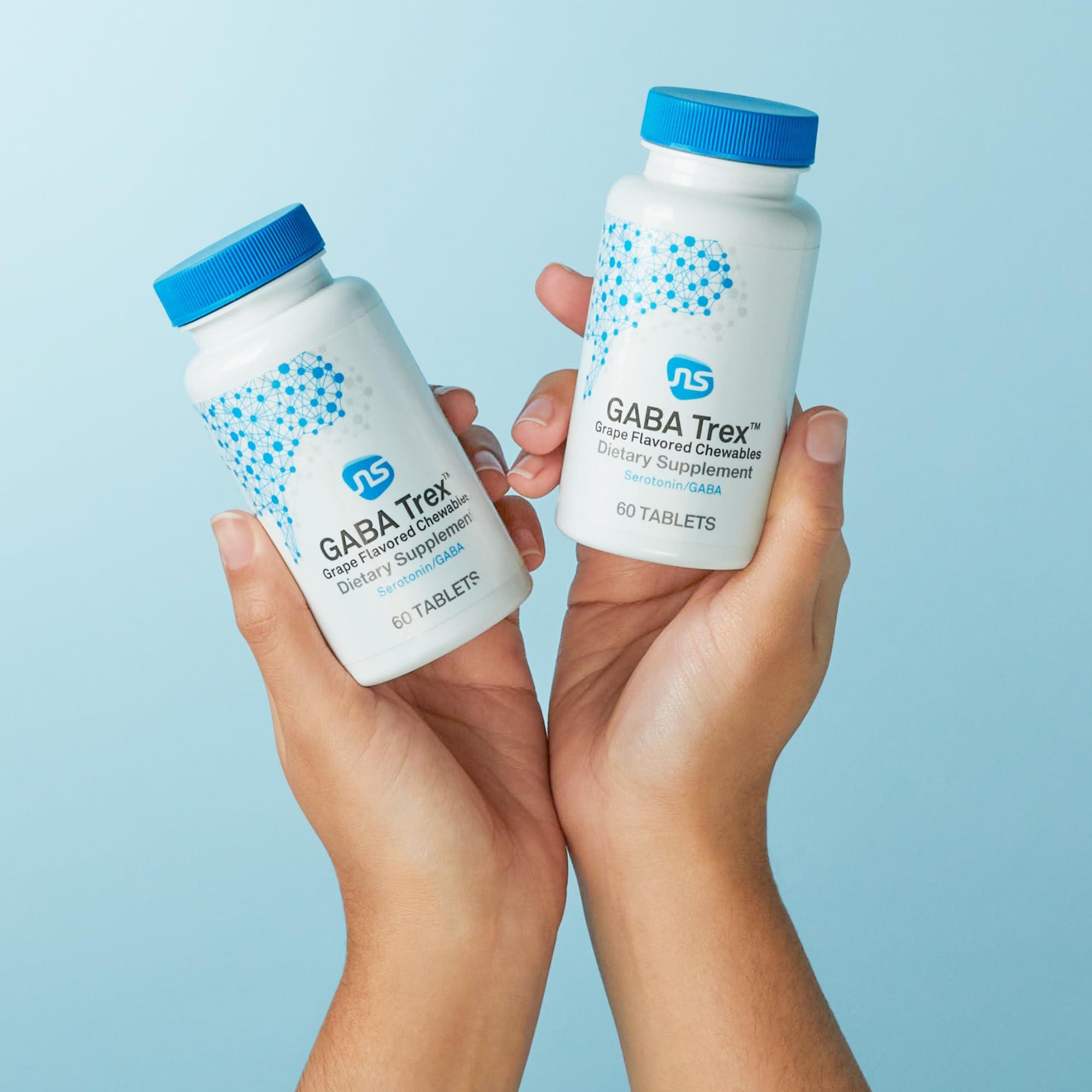 NeuroScience Neuorscience GABA Trex L Theanine Supplement - Calm Aid for Daytime Stress Support & Evening Relaxation - Chewable Grape-Flavored Tablets - Vegan & Non-GMO (60 Tablets)