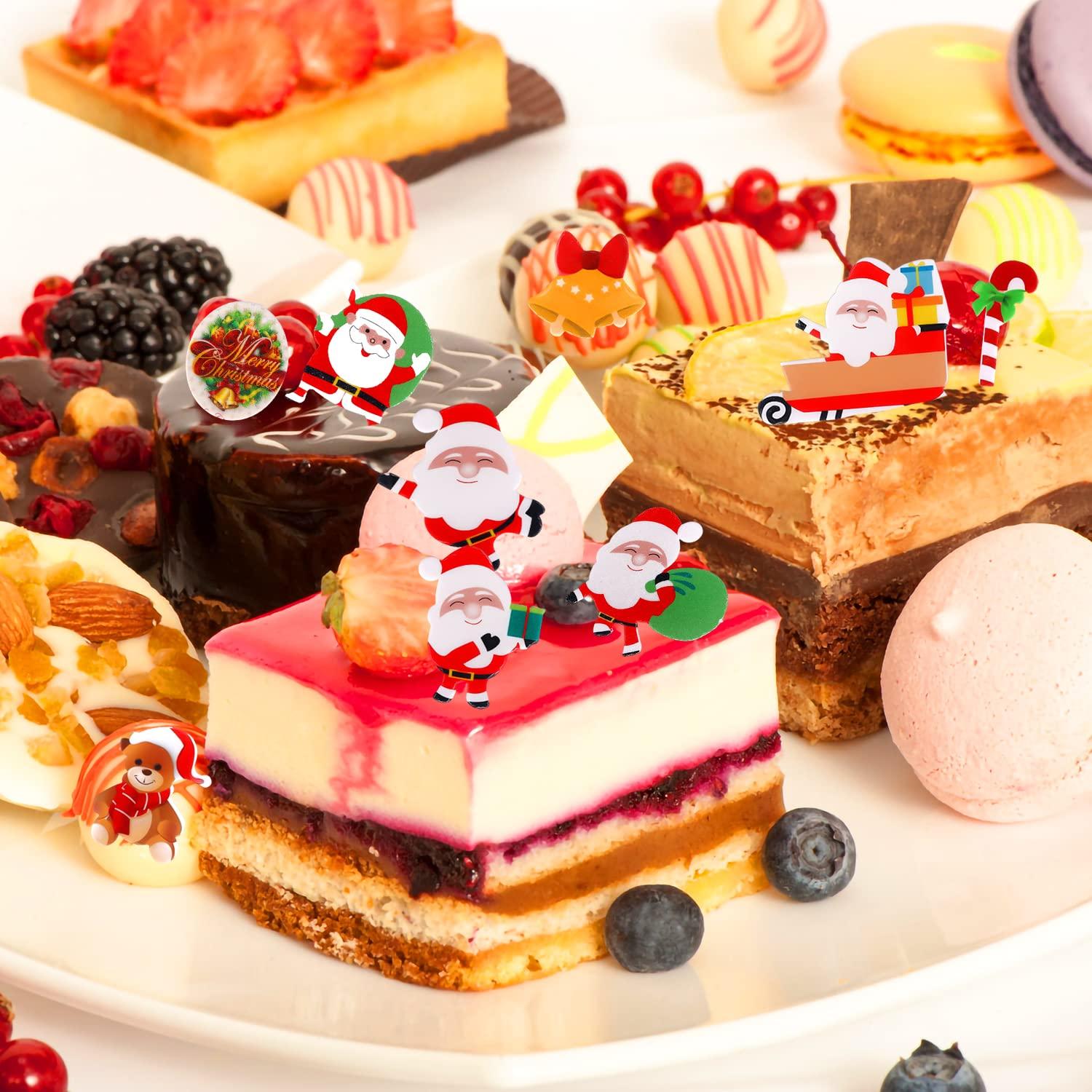TOYMIS 300pcs Edible Christmas Cake Decorations, Edible Wafer Paper Christmas Cupcake Decorations Edible Christmas Cake Toppers for Xmas Festival birthday Party Food Decor