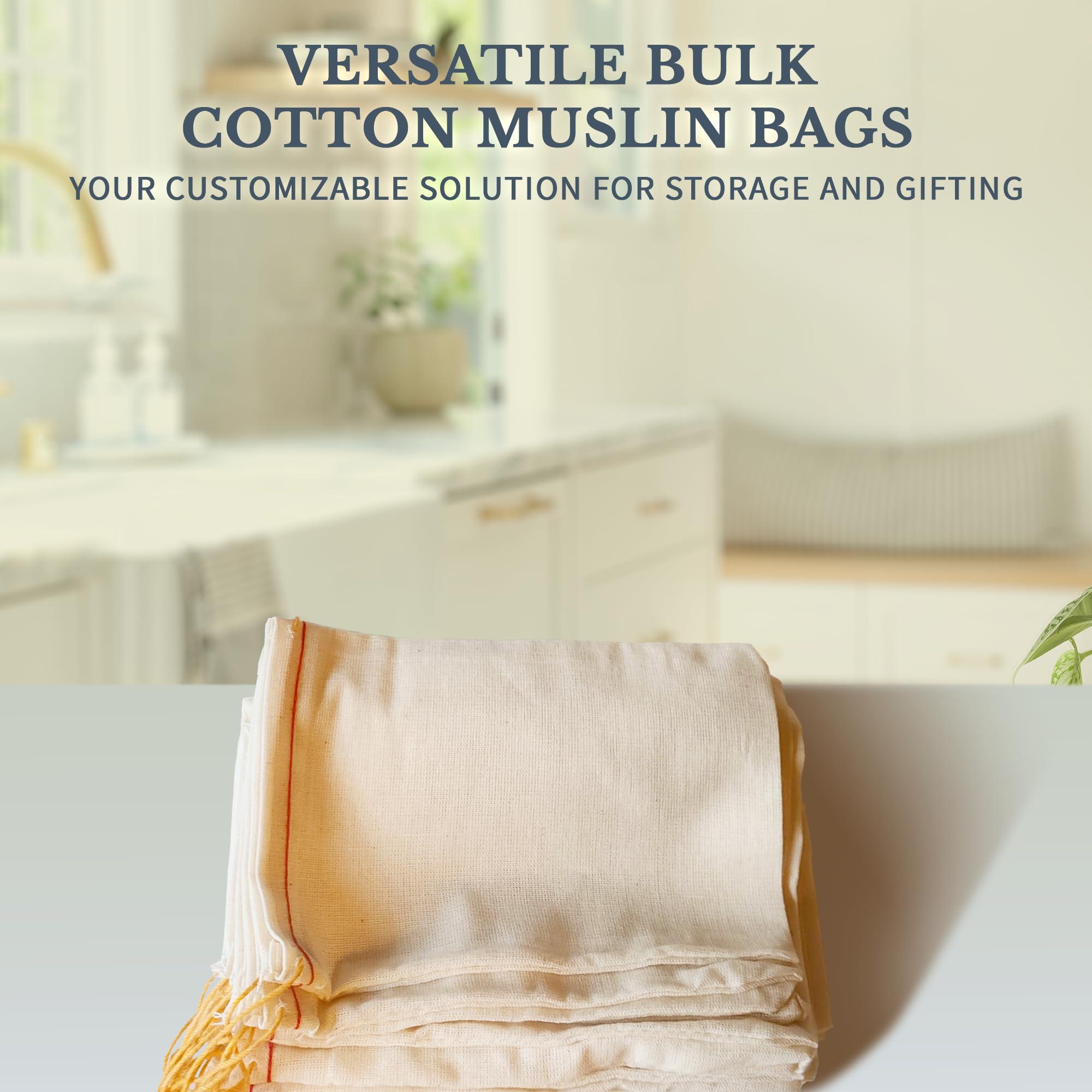 Mill Cloth Celestial Gifts Muslin Bags - 100% Cotton Drawstring Bags Medium 10pcs, 4x6, Reusable Tea Bags, Jewelry Gift, Spice and Pouch Gift Sachet Bags - Made in USA - (Red Hem and Orange Drawstring)