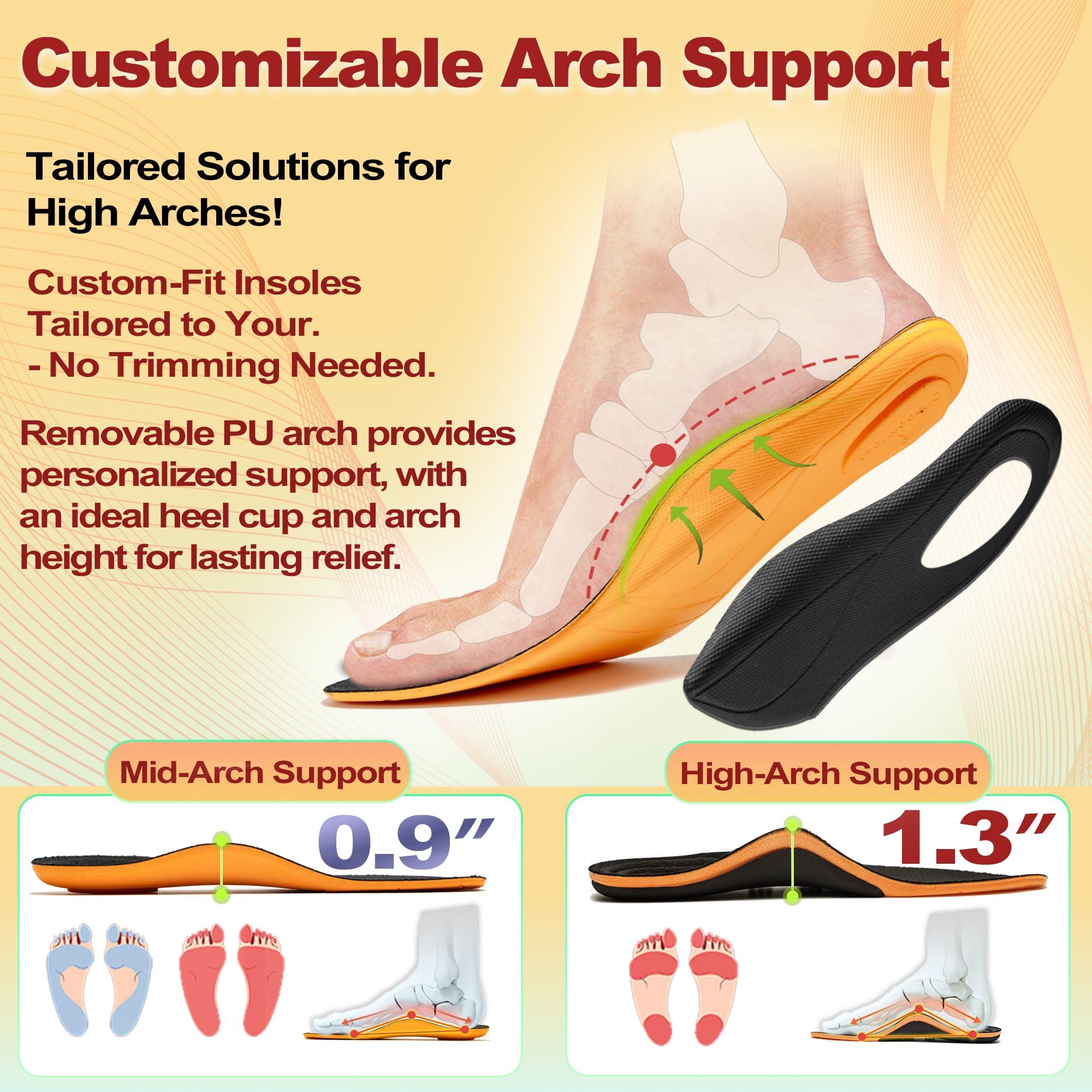 OrthoComfoot OrthoComfoot Plantar Fasciitis Insoles for Women Men, 240LBS High Arch Support Heavy-Duty Orthotic Inserts, Relief for Plantar Fasciitis, Knee Pain, Flat Feet-Comfort Gel Cloud Insole for 11Women/9Men