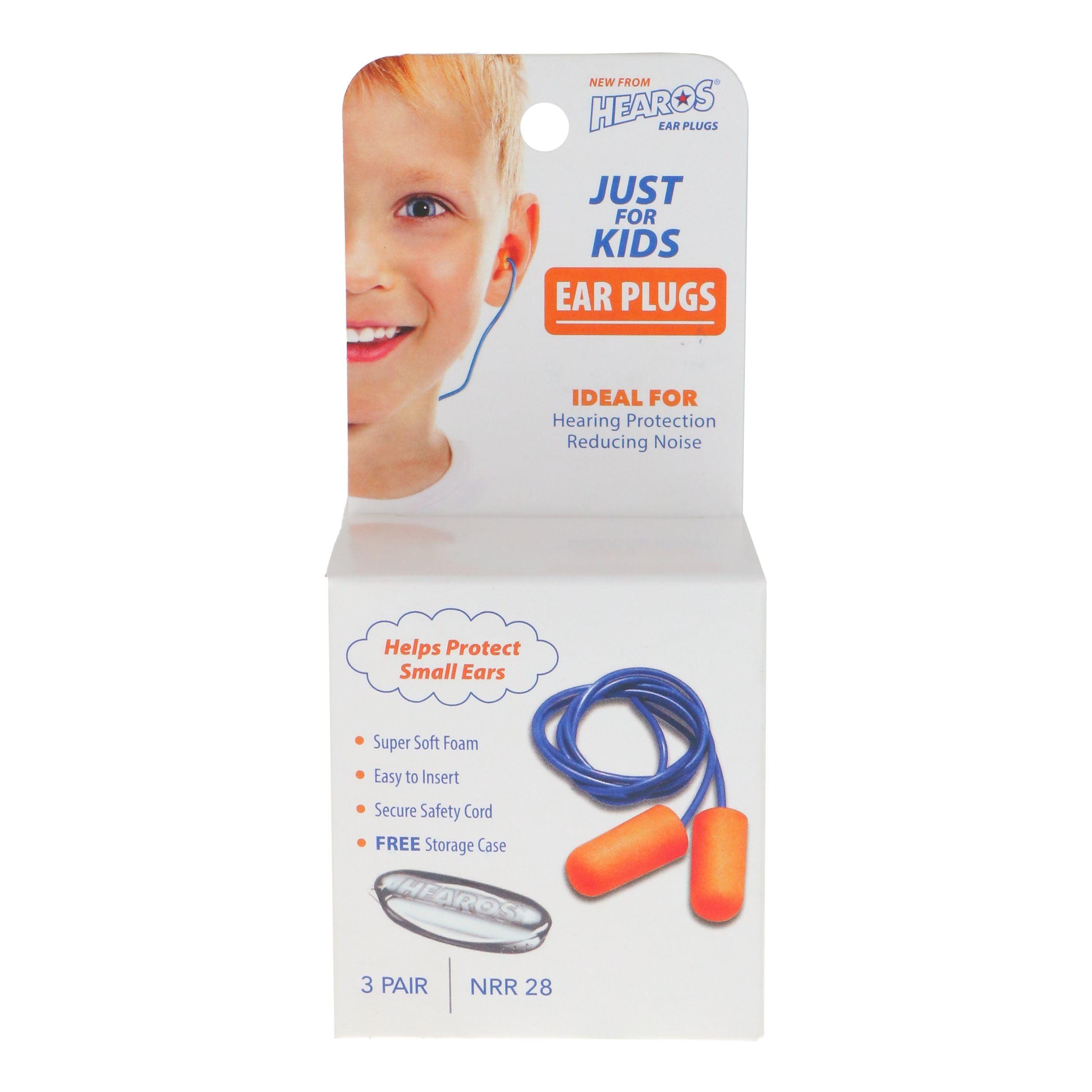 Hearos HEAROS Just for Kids Foam Ear Plugs, X-Small, Corded Hearing Protection, NRR 28, 3 Pairs
