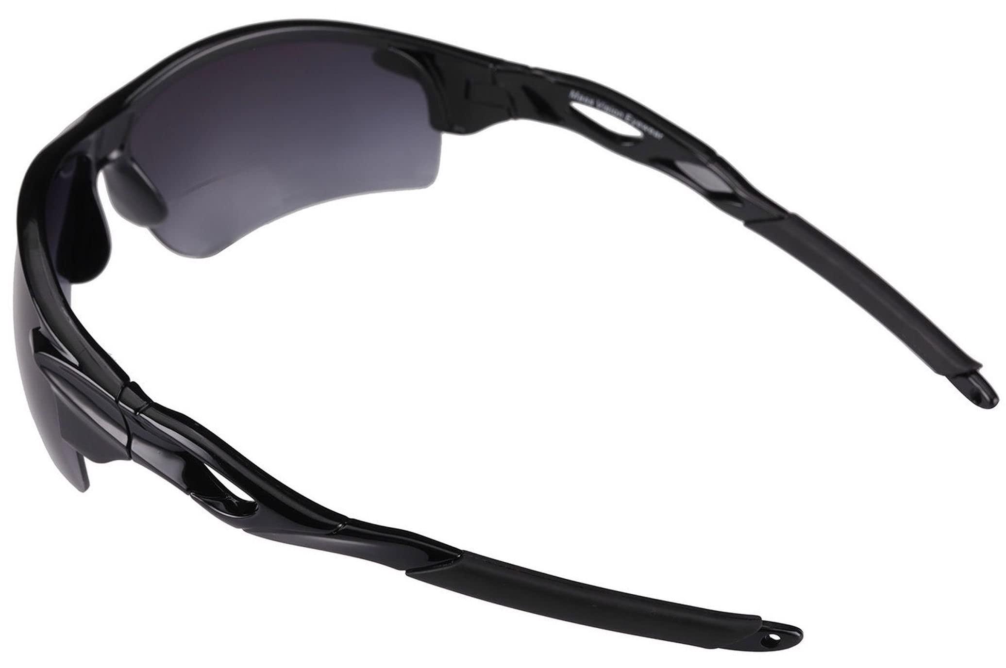 Mass Vision Mass Vision The Athlete Polarized Lightweight Sport Wrap Bifocal Reading Sunglasses for Men and Women (2 Pair Black/Tortoise, 3.0, multiplier_x)