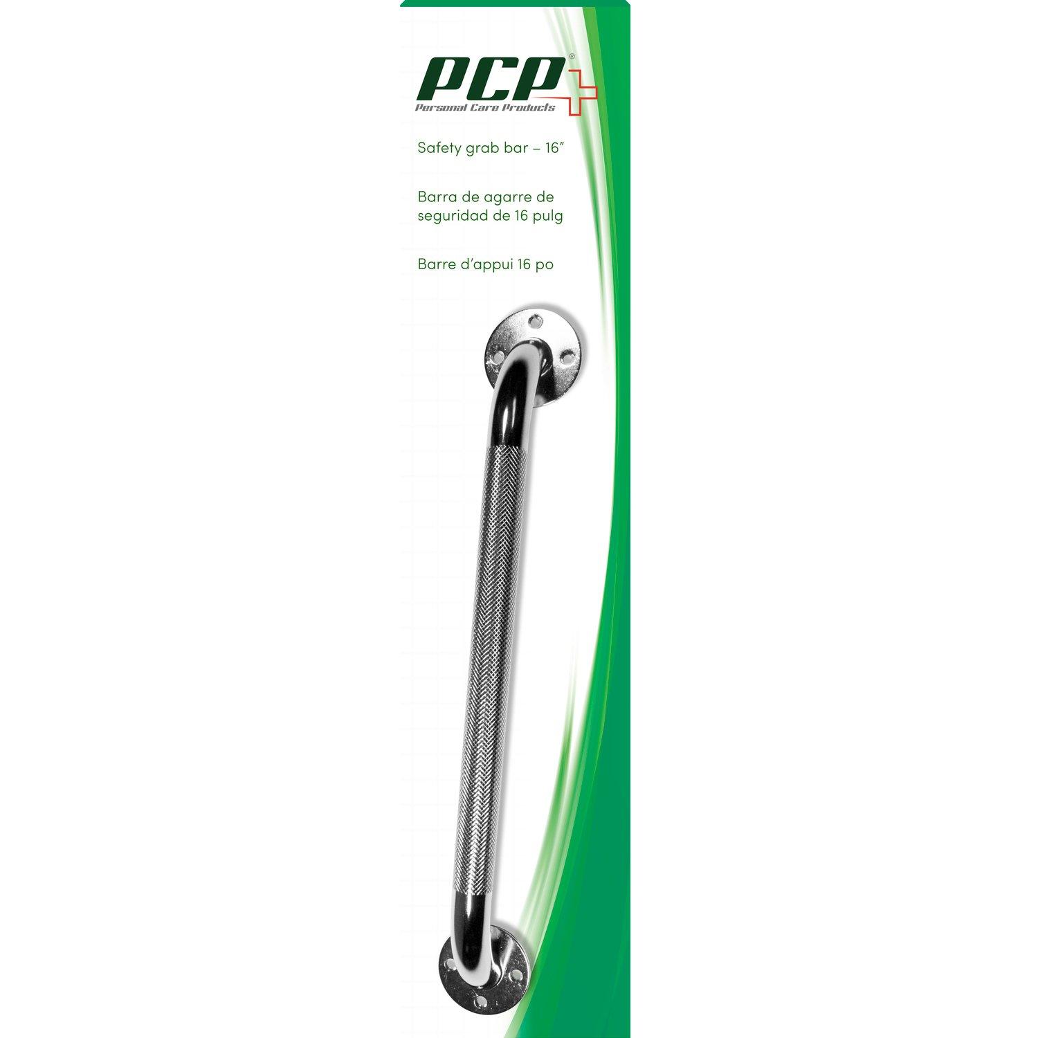 PCP PCP Chrome Plated Stainless Steel Safety Grab Bar, Non Slip Handle for Shower and Bath, 16 Inches