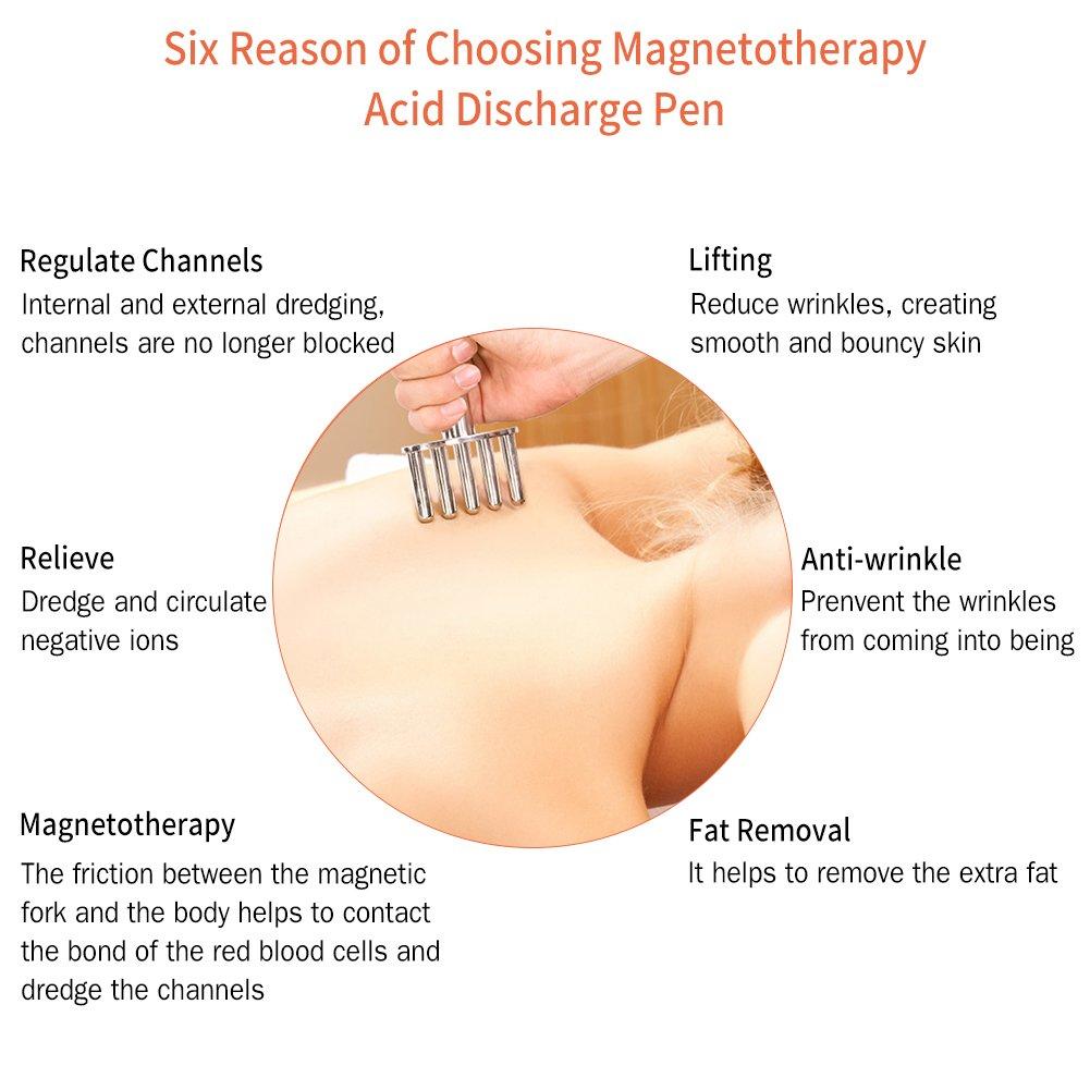 NSXAYIWE Magnetic Therapy Massage Fork, 5 Drainage Acid Pen Emotion Code Magnets, Magnetic Fork Meridians Points Massage Stick, Relaxing Body Massage Tool Healing Magnets (5)