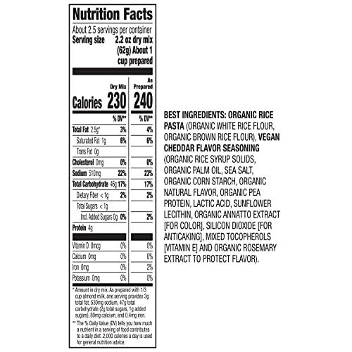 Annie's Homegrown Annie’s Vegan Mac Rice Pasta and Cheddar Flavor Dinner with Organic Gluten Free Pasta, 6 OZ (Pack of 12)