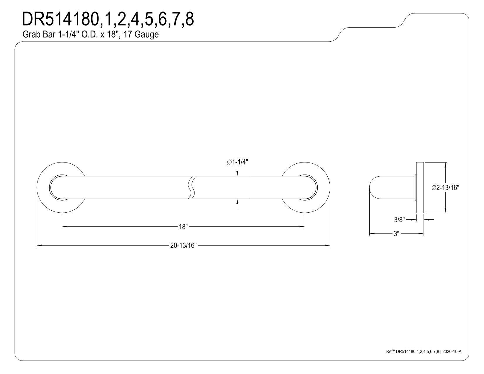 Kingston Brass Kingston Brass DR514186 Meridian 18-Inch Decorative ADA Grab Bar, Polished Nickel