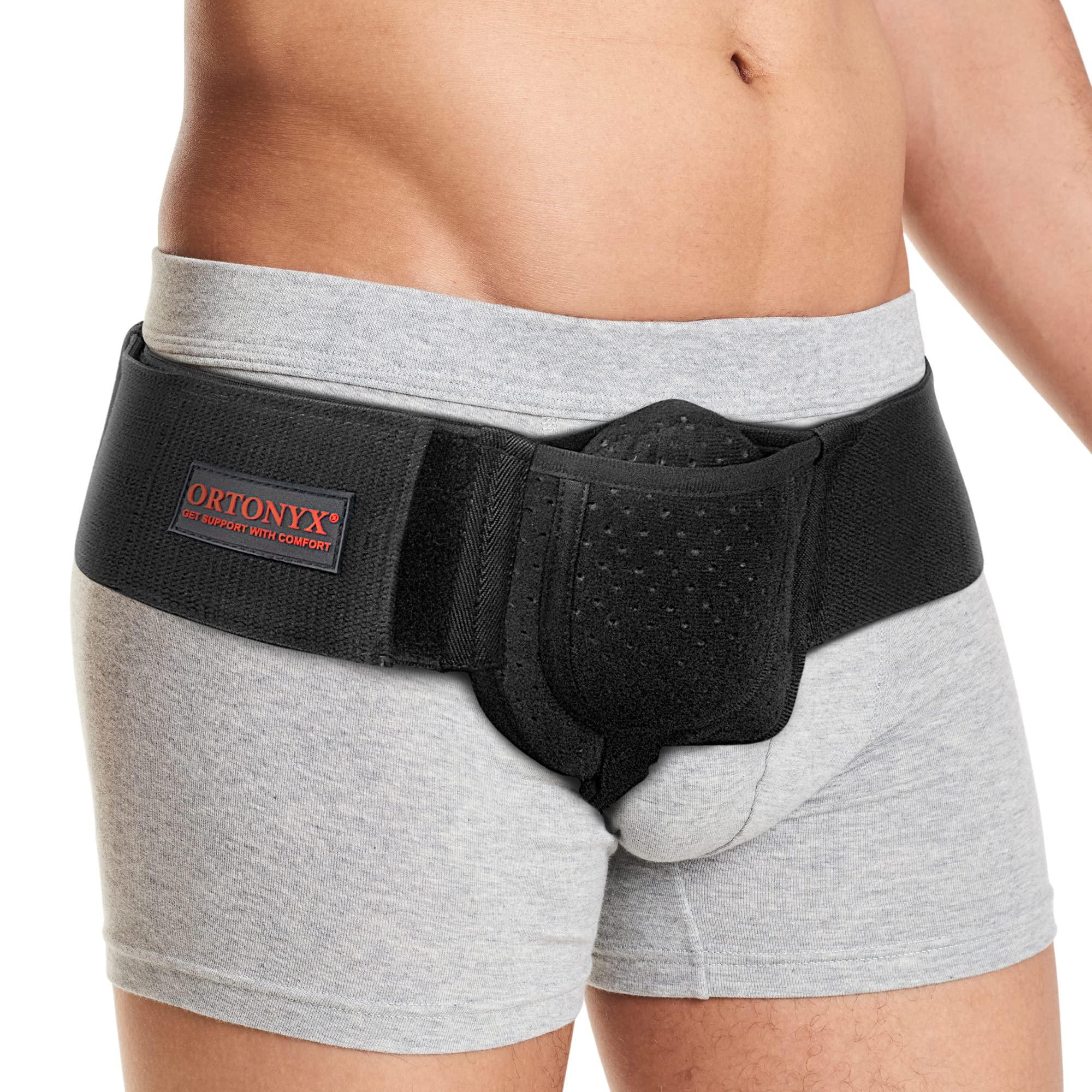 ORTONYX ORTONYX Inguinal Hernia Belt for Men and Women with Removable Compression Pad and Adjustable Waist Strap, Hernia Support Truss for Inguinal, Incisional Hernias, Left/Right Side - Black L/XXL