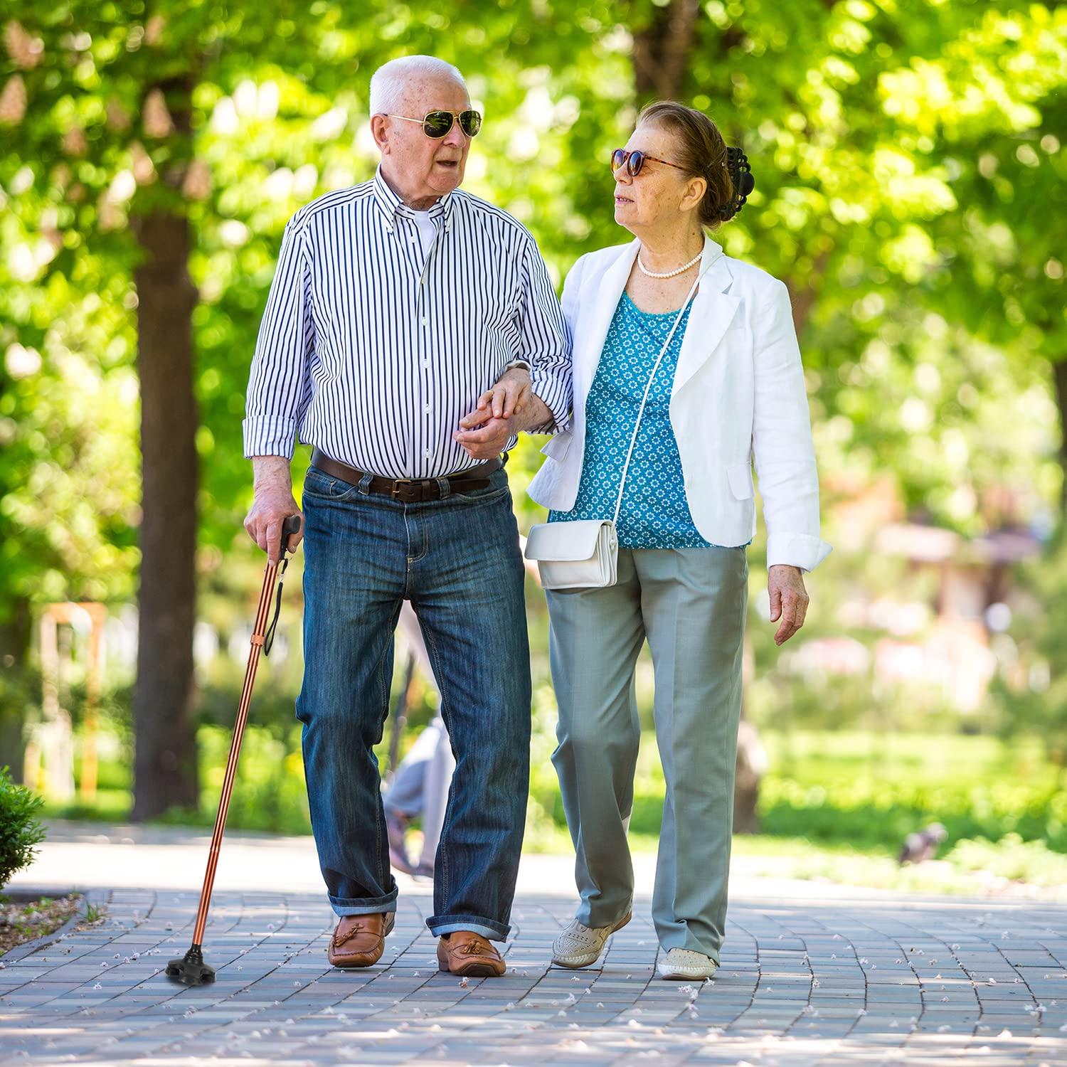 supregear supregear Folding Cane - Foldable Walking Cane for Men & Women - Adjustable Collapsible Self-Standing Cane with T-Handle and Anti-Lost Wrist Strap, Balancing Mobility Aid for Elderly Men Women, Brown