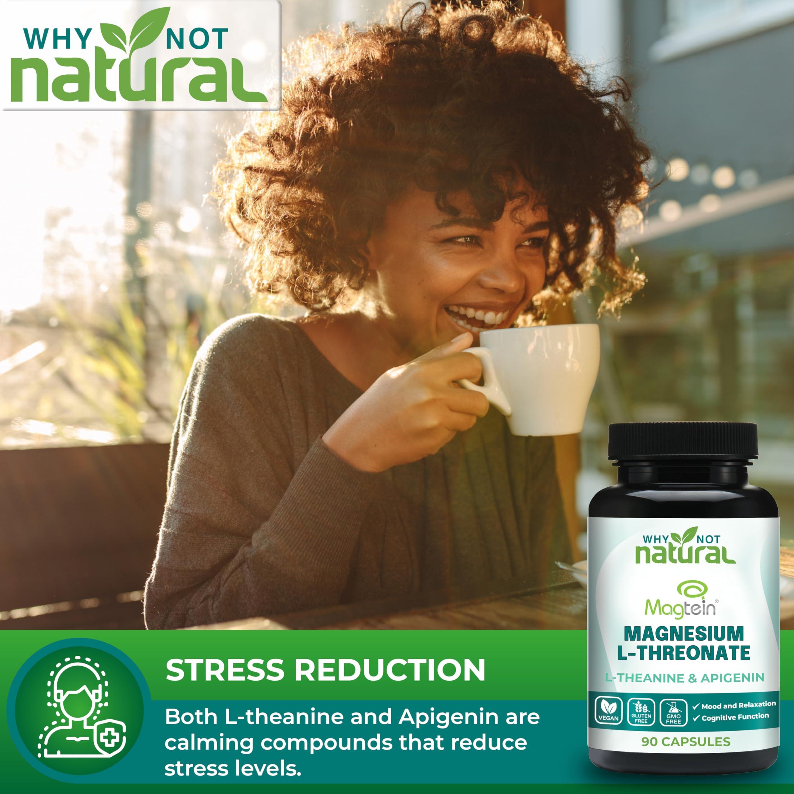 Why Not Natural Magnesium L-Threonate Complex with Apigenin and L-theanine 90 Capsules, Patented Magtein Supplement