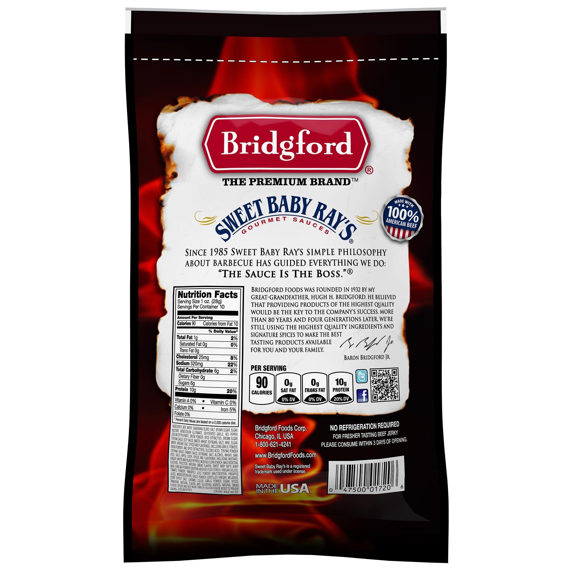 Bridgford Bridgford Sweet Baby Rays Beef Jerky Sweet Teriyaki 10 oz Pack of 3 - High Protein Beef Jerky for Low Carb and High Protein Diets - Beef Jerky Teriyaki for On the Go Snacking and Busy Lifestyles