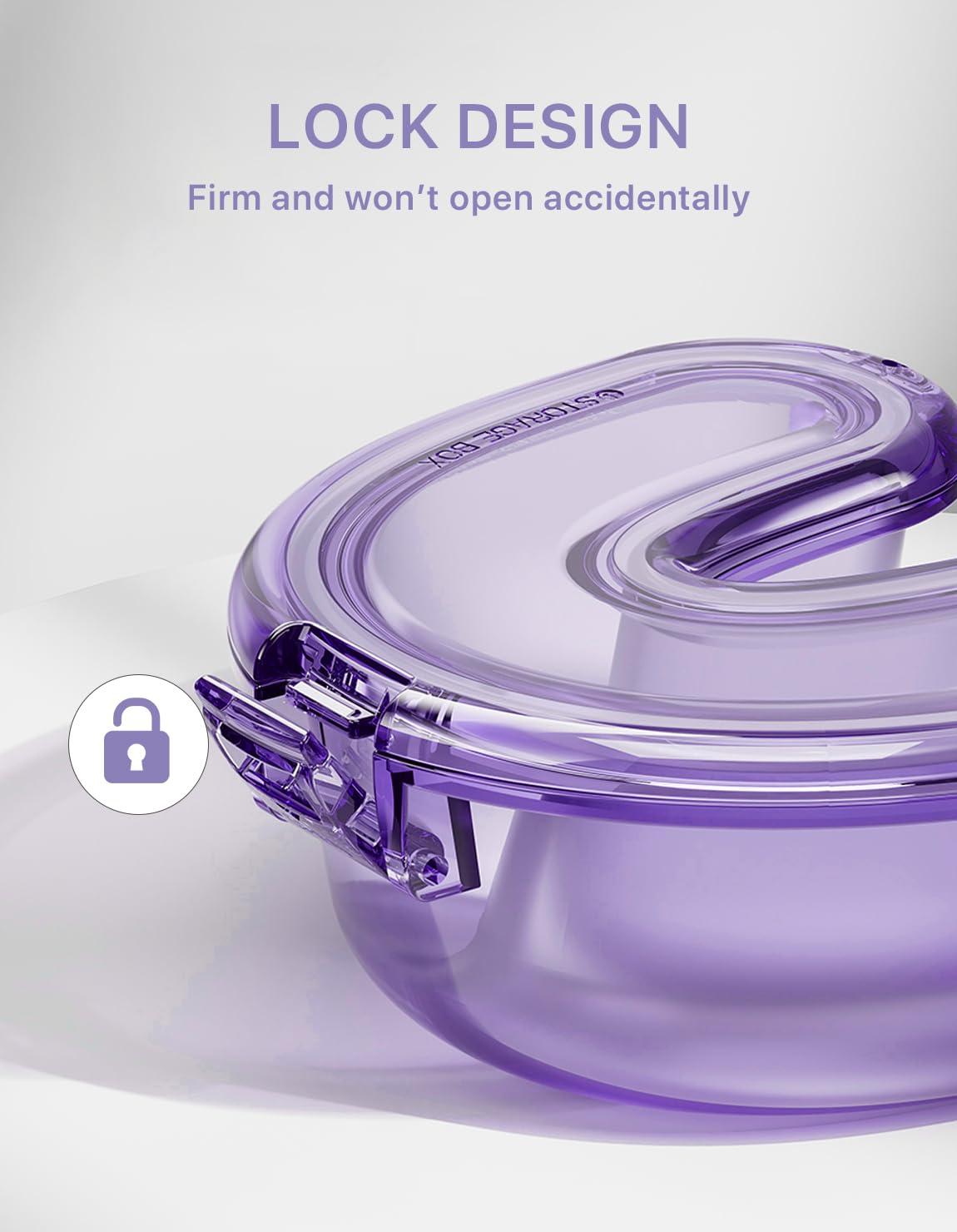 HEMILAB HEMILAB Retainer Case, U Shape Clear Slim Aligner Case, Compatible with Invisalign, Mouth Guard Case, Cute Retainer Case with Retainer Removal Tool and Brush, Puple