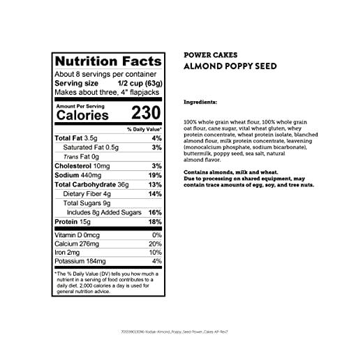 Kodiak Cakes Kodiak Power Cakes, Pancake & Waffle Mix, Almond Poppyseed, High Protein,100% Whole Grains (Pack of 1)