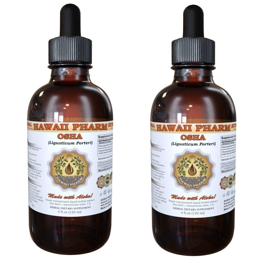 HawaiiPharm OSHA Liquid Extract, OSHA (Ligusticum porteri) Tincture, Herbal Supplement, Hawaii Pharm, Made in USA, 2x4 fl.oz