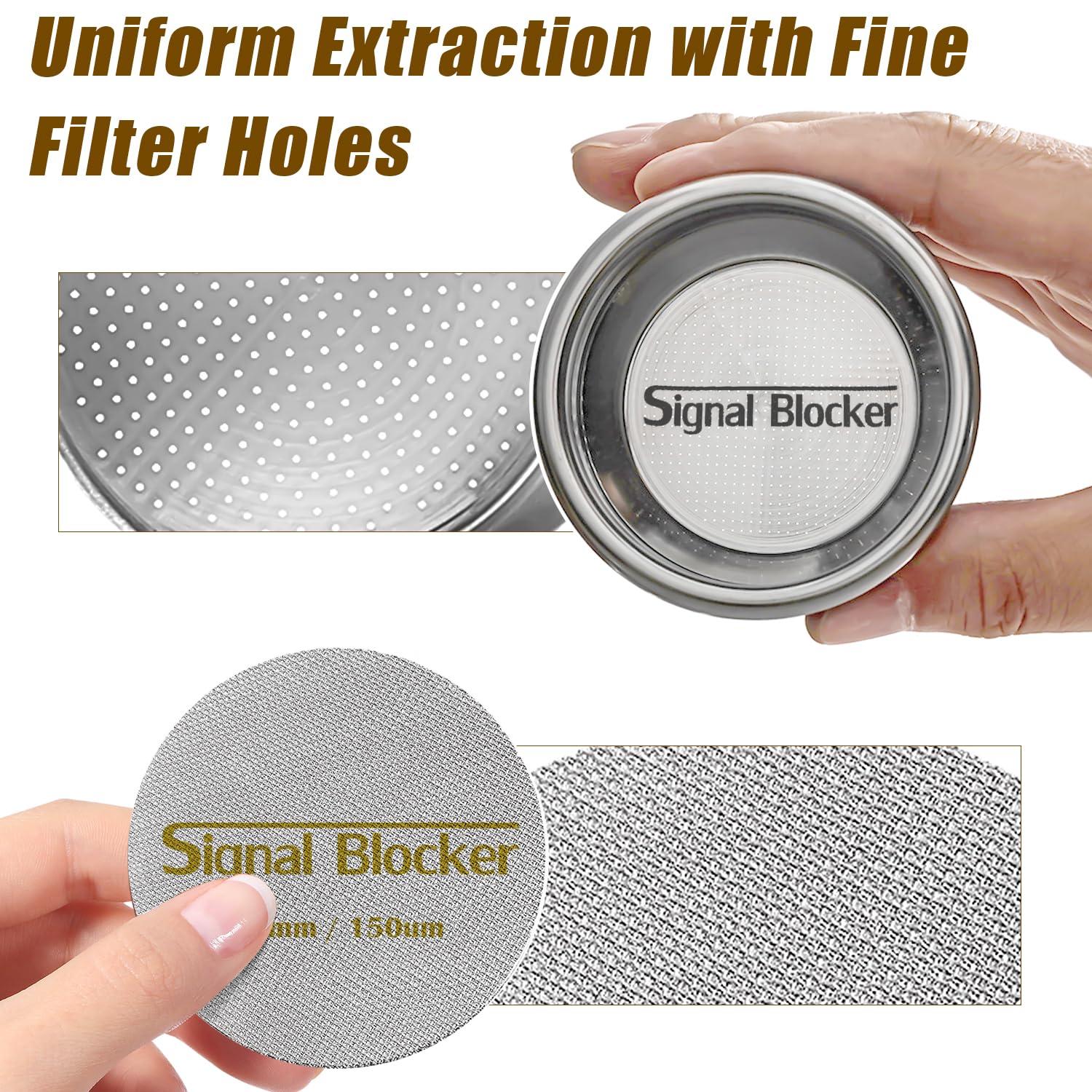 signal blocker 51mm Portafilter Basket Espresso Filter : 2 Cup Coffee Filter Basket Fits Breville and Most 51mm Portafilter - 304 Stainless Steel | Espresso Machine Accessories Bundle Including 51mm Puck Screen