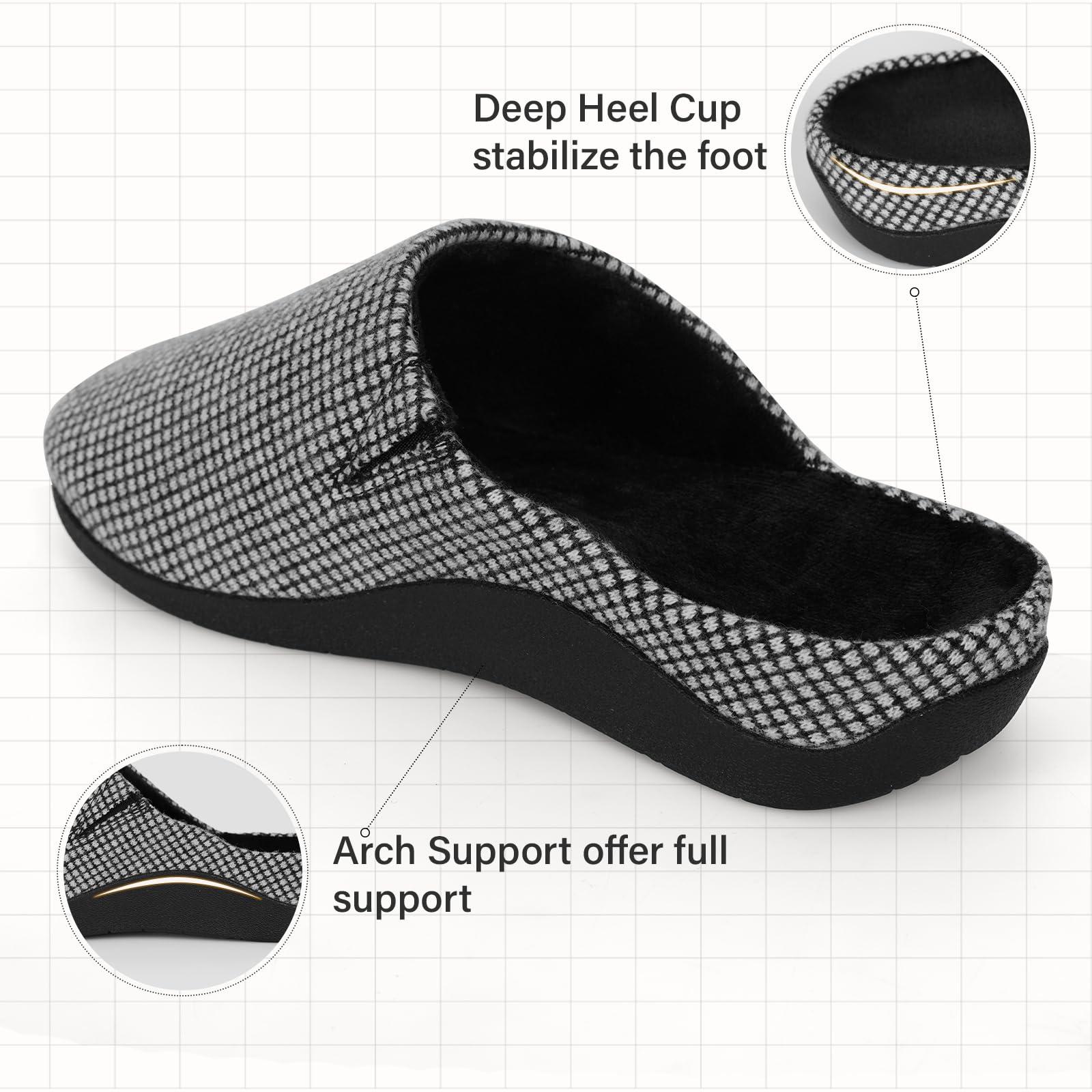 V.Step V.Step Orthopedic Slippers for Women Men, House Slippers with Arch Support Orthotic Slippers for Plantar Fasciitis Pain Relief Indoor Outdoor Black W7/M6
