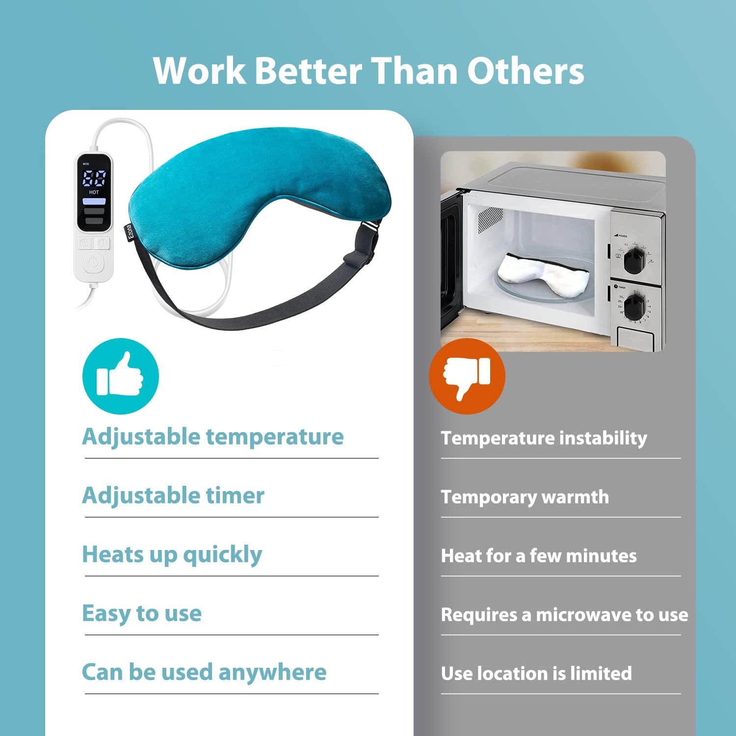 Ezona Heated Eye Mask, Warm Eye Compress Mask for Dry Eyes, USB Electric Eye Heating Pad with Temperature & Timer Control, Sleep Mask, 3D Deep Contoured Eye Mask Sleeping for Men and Women