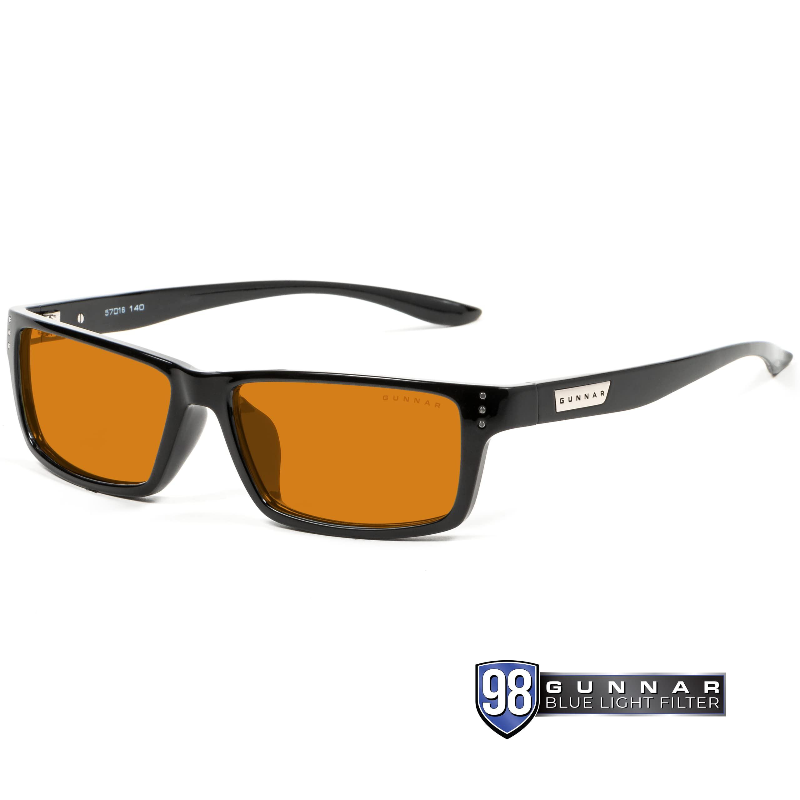 Gunnar Gunnar - Gaming and Computer Glasses - Blocks 98% Blue Light - Riot, Onyx, Amber Max Tint, 57 mm