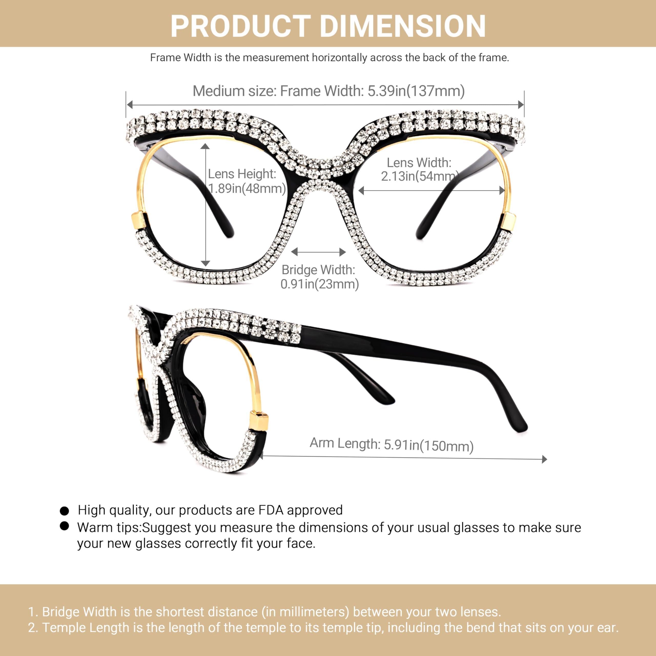 VOOGLAM VOOGLAM Oversize Square Glasses for Women Mancha Clear Rhinestone GOX095217-01