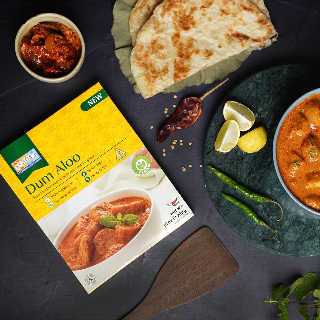 Ashoka Ashoka Real Indian Meals 1932, Vegan Potato Curry, Ready to Eat Dum Aloo, All-Natural Instant Meals, Healthy Work Lunch, Kosher Certified, Gluten-Free, and with No Preservatives, Pack of 5