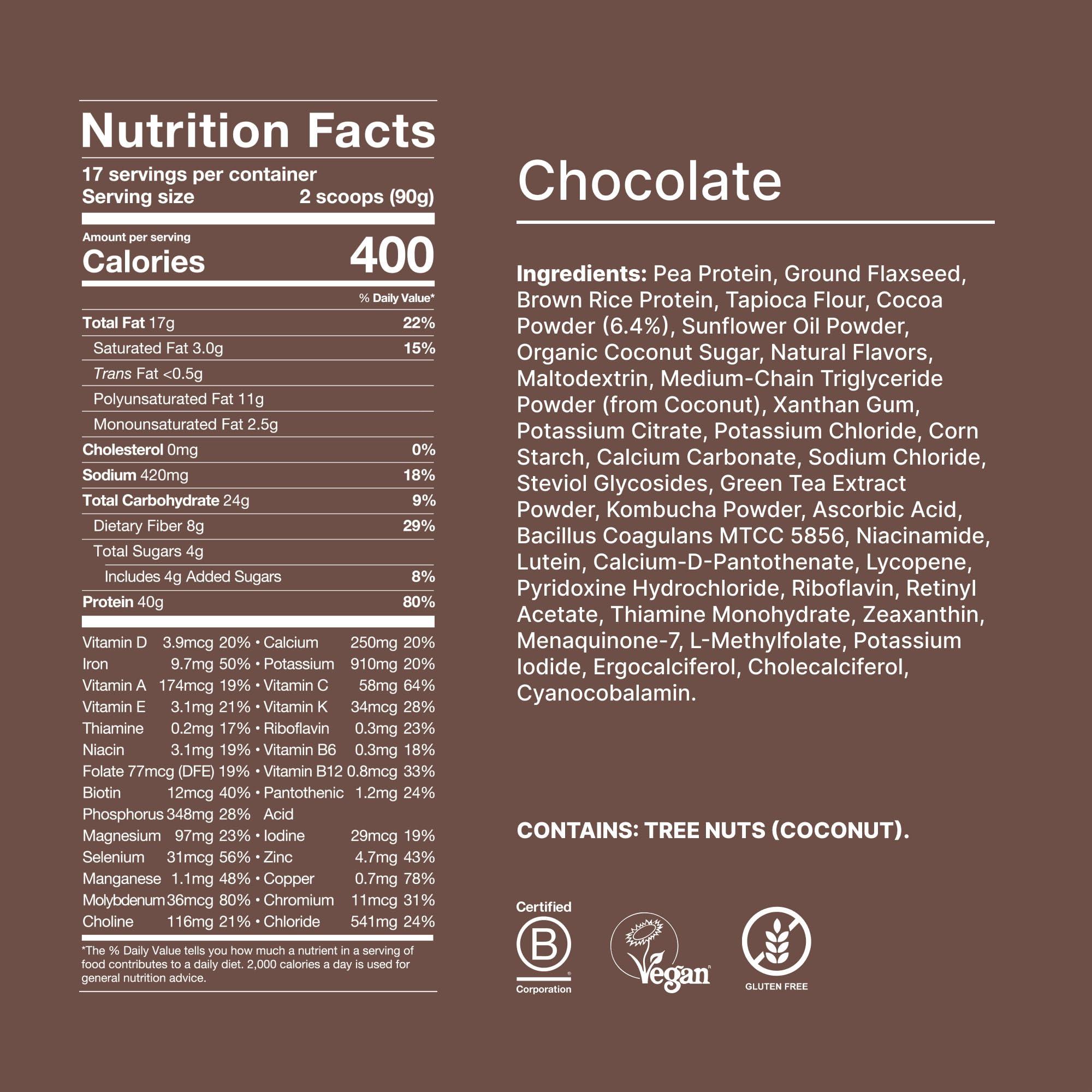 Huel Huel Black Edition | Chocolate 40g Vegan Protein Powder | Nutritionally Complete Meal | 27 Vitamins and Minerals, Gluten Free | 17 Servings | Scoop not included to reduce plastic