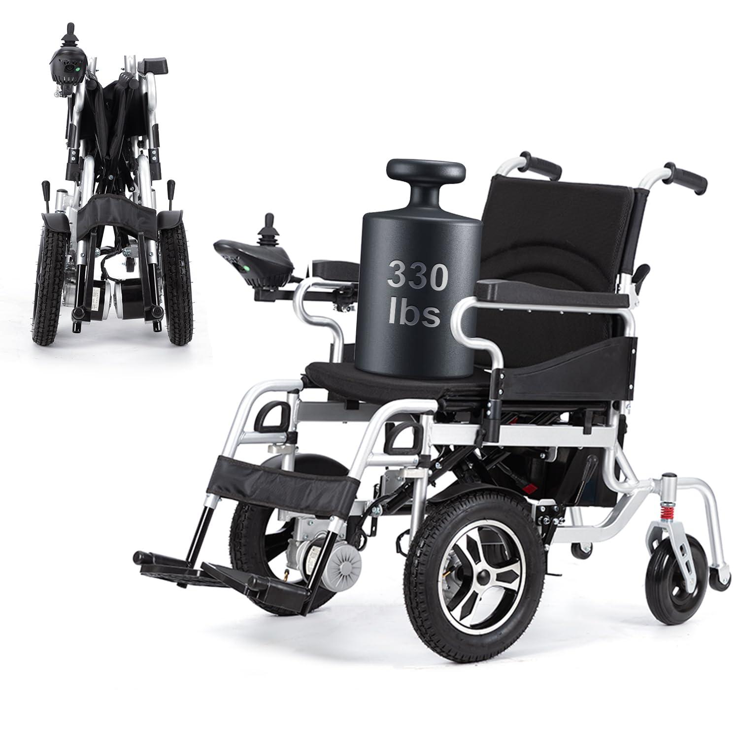 Generic Electric Wheelchair for Adults,20 Miles Long Travel Range Lightweight Foldable Power Wheelchair All Terrain Motorized Wheelchair for Seniors Compact Portable Airline Approved-Supports 330lbs
